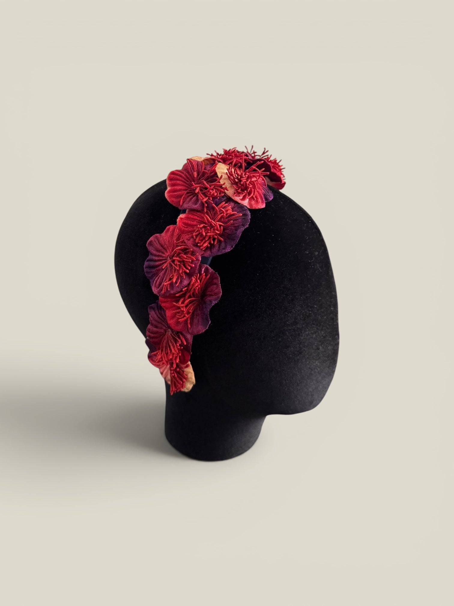 Diadema Dalia roja y morada