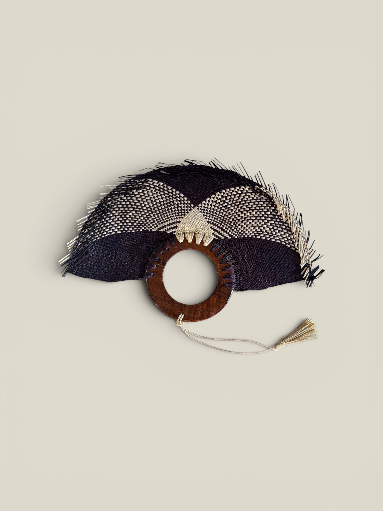 Abanico Inca beige y marino