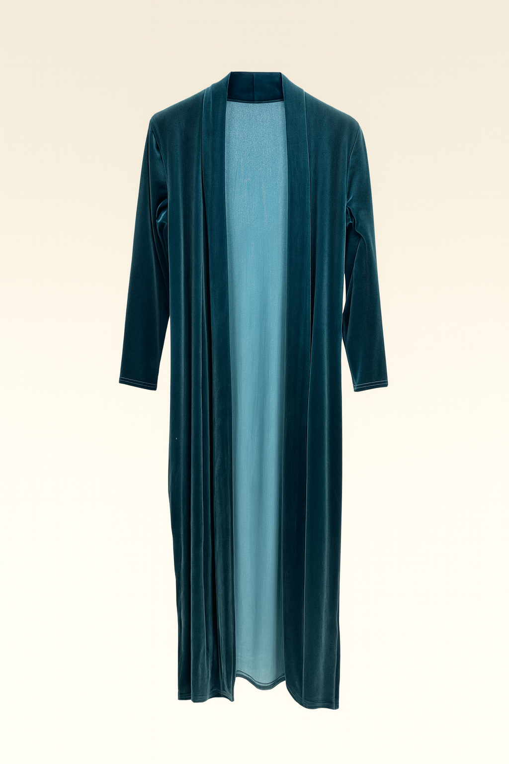 Abrigo liso de terciopelo aguamarina