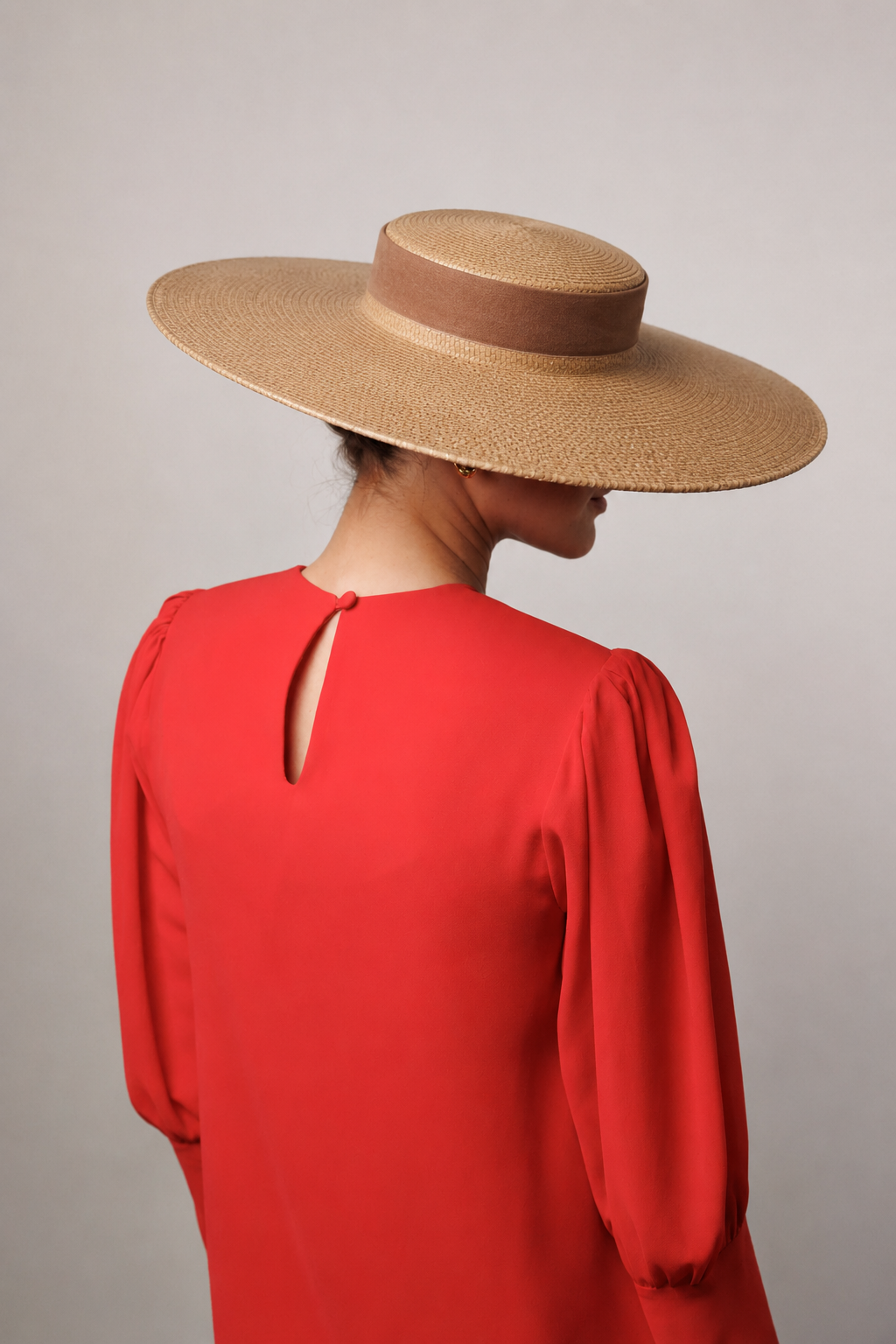 Canotier Amazona Camel con cinta de terciopelo