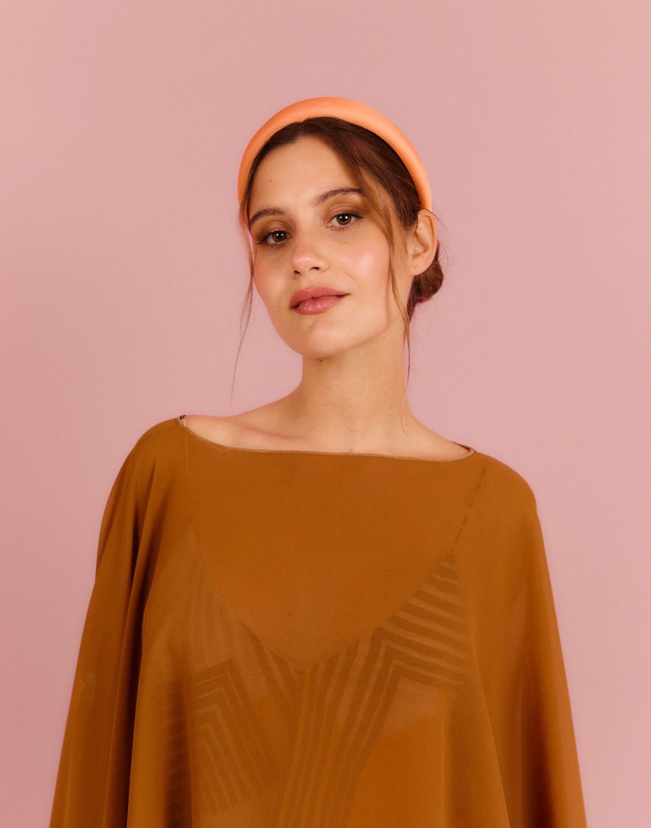 Diadema Río crepe naranja mandarina