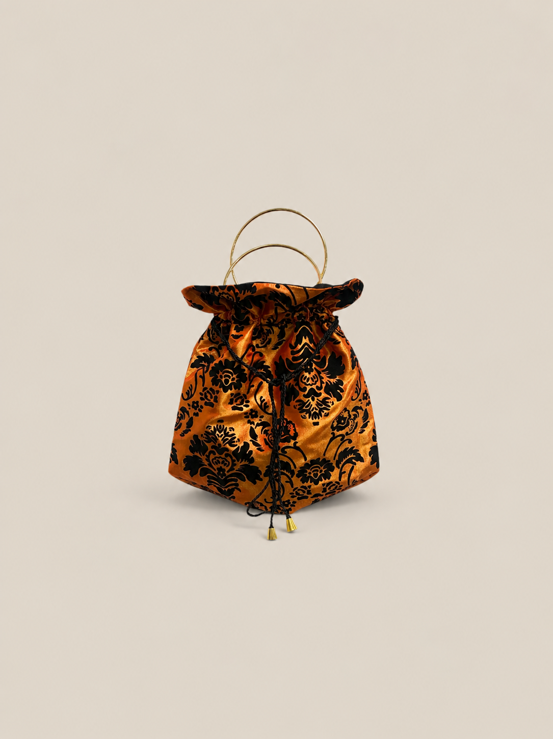 Bolso Saco naranja brocado
