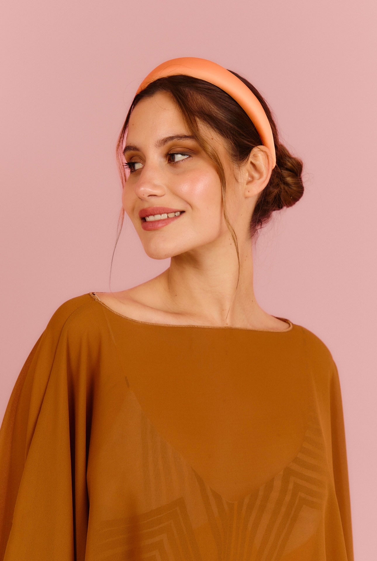 Diadema Río crepe naranja mandarina