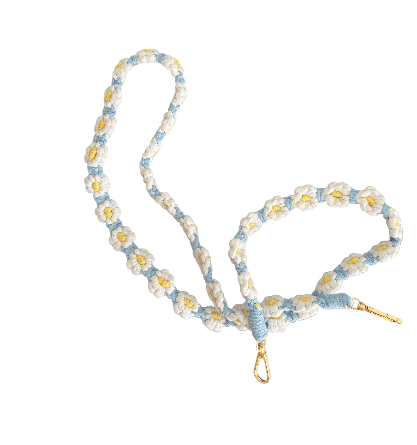 Cuelgamovil ganchillo azul