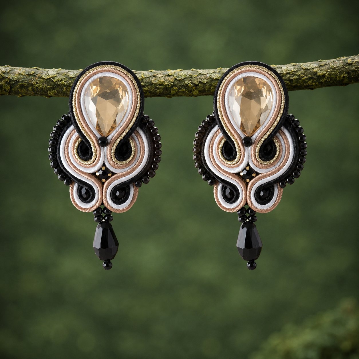 Pendientes Mombasa beige y negro
