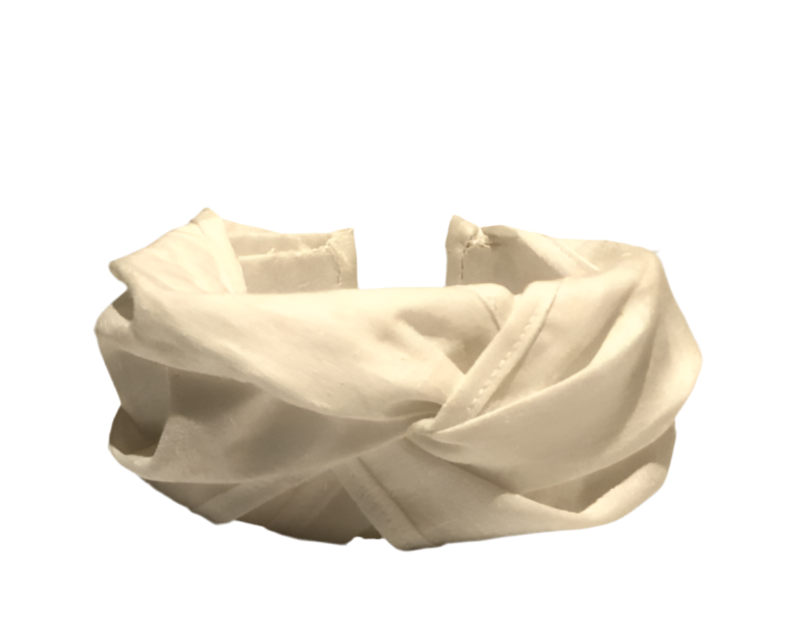 Diadema Baronesa blanca de lino