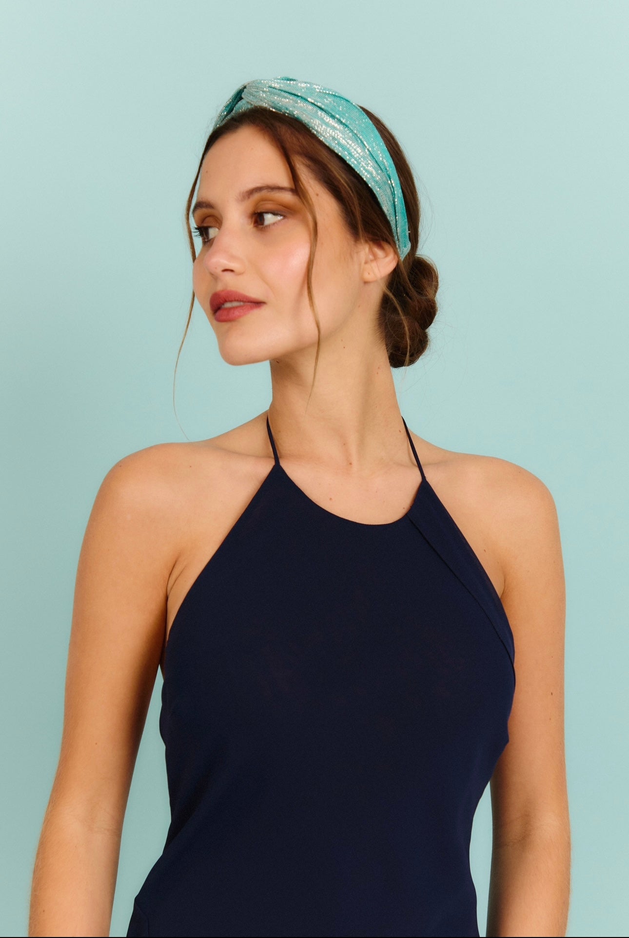 Diadema Baronesa aguamarina y plata