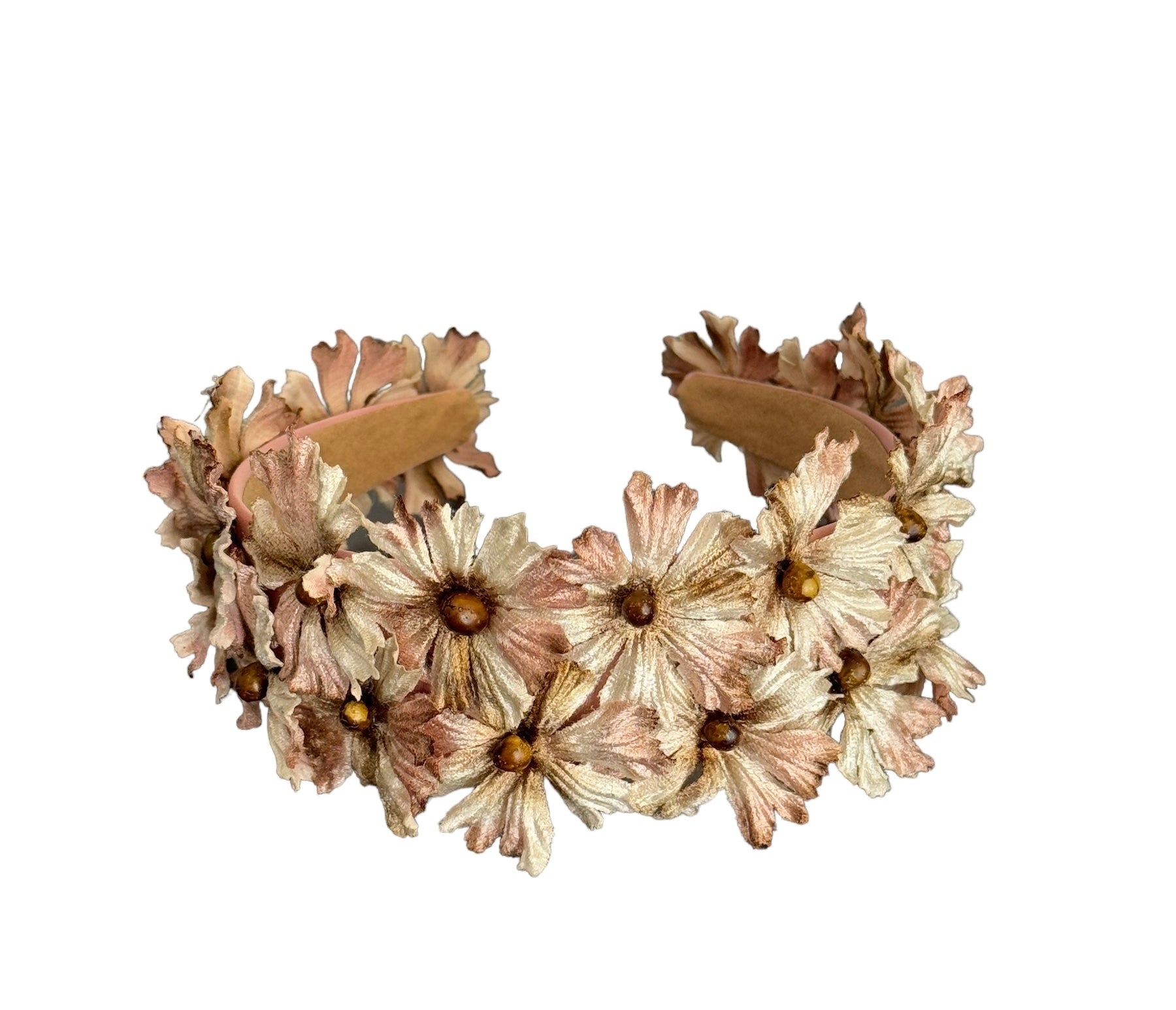Daisy headband in nude and beige