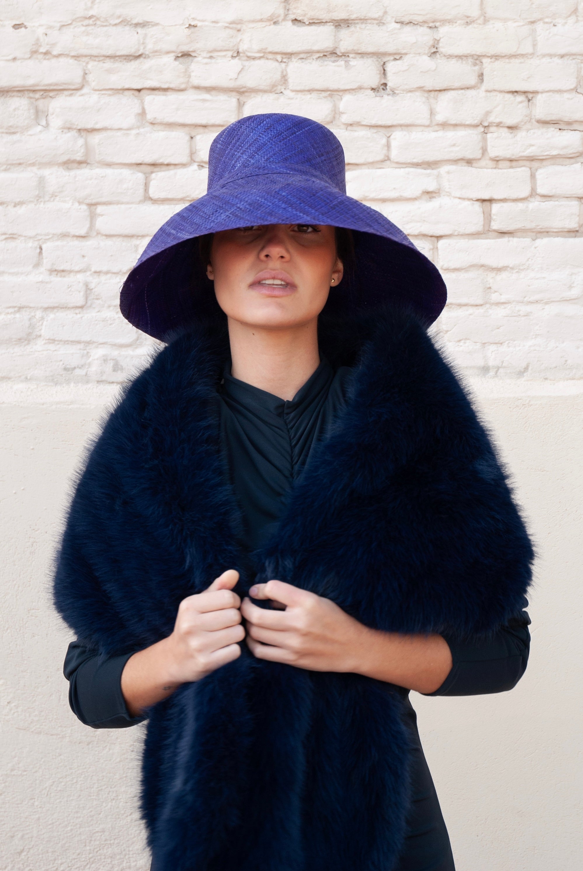 Estola de pelo Azul Marino