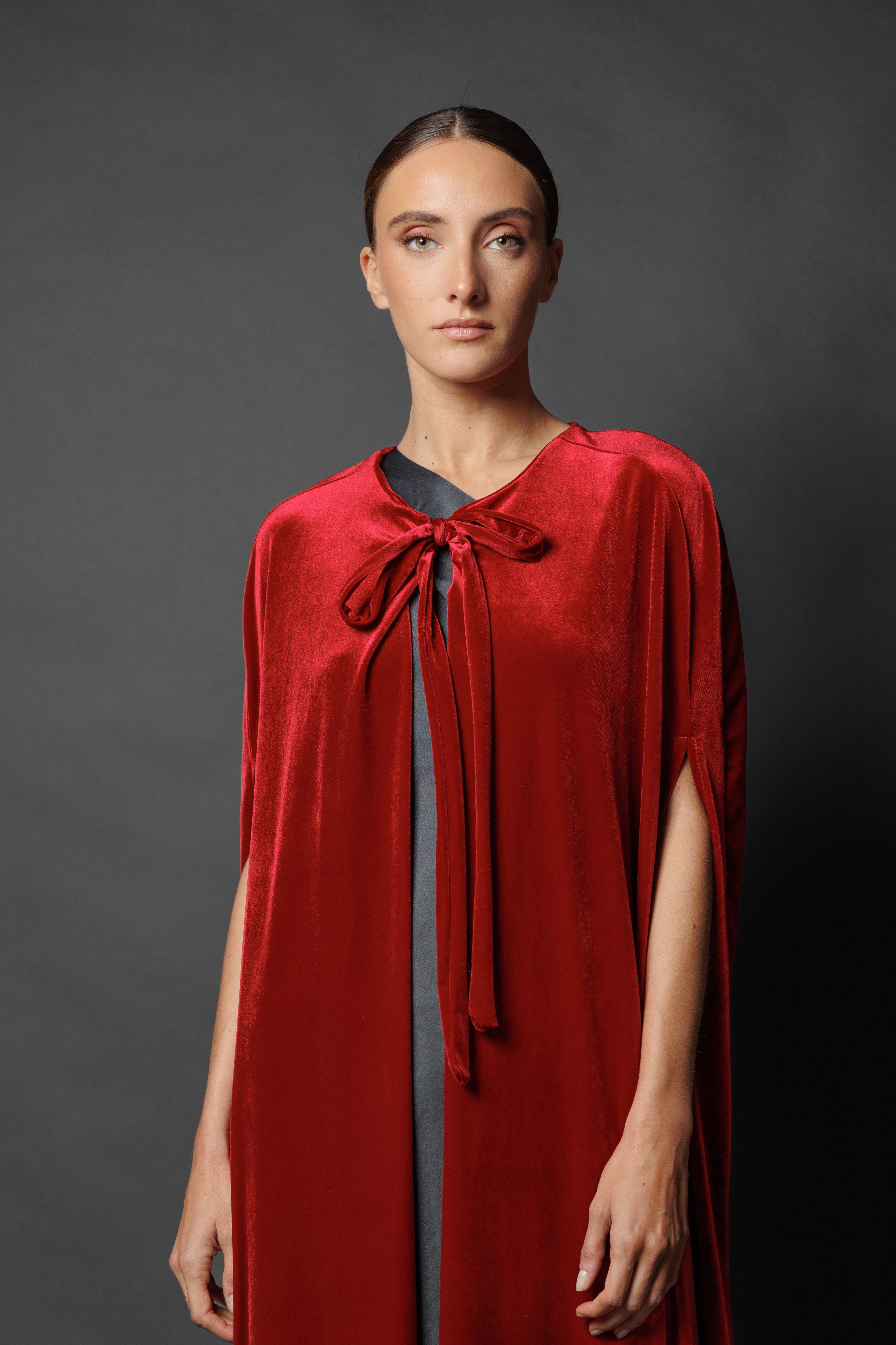 Capa de terciopelo Larga Granate