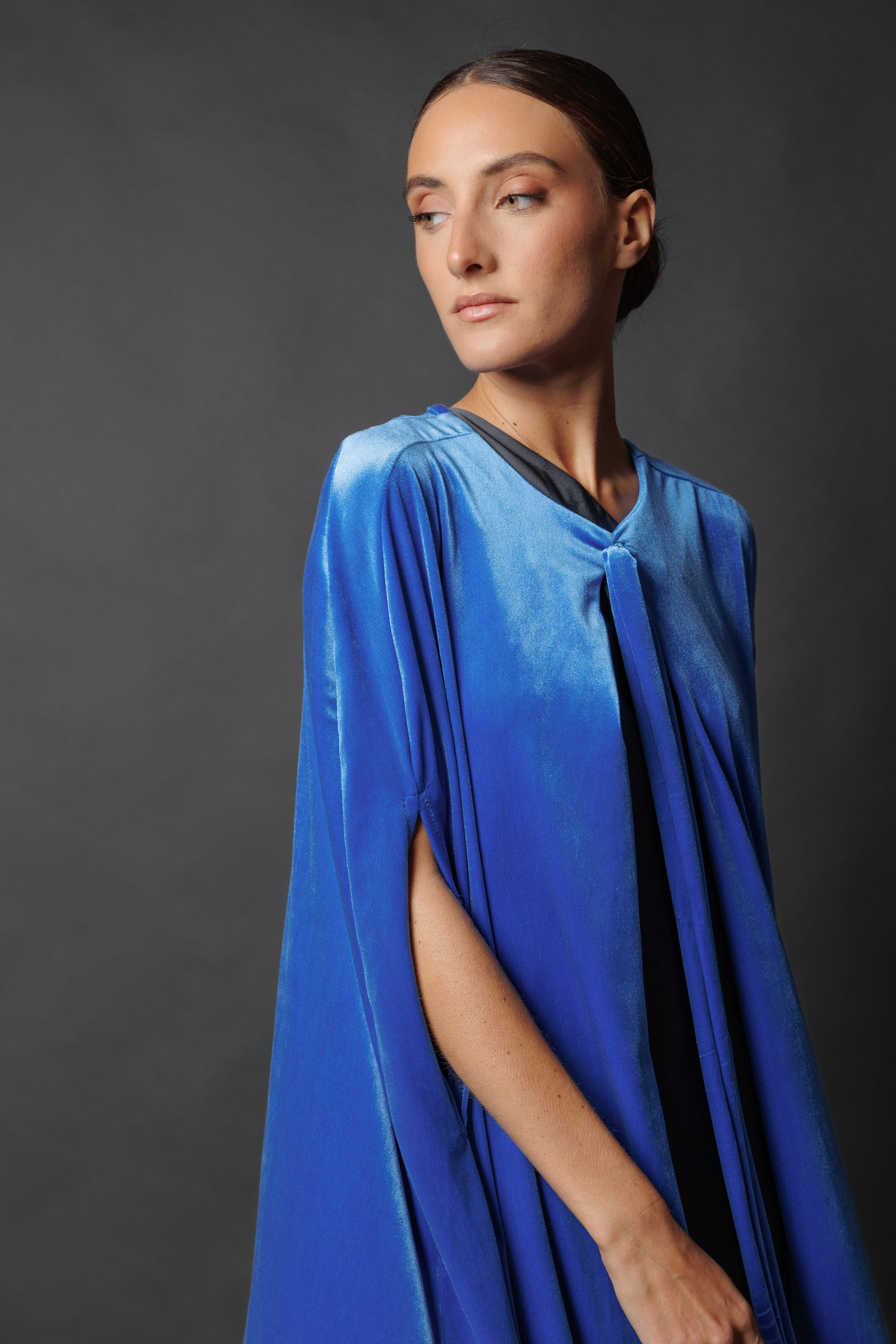 Capa de terciopelo Larga Azul Klein