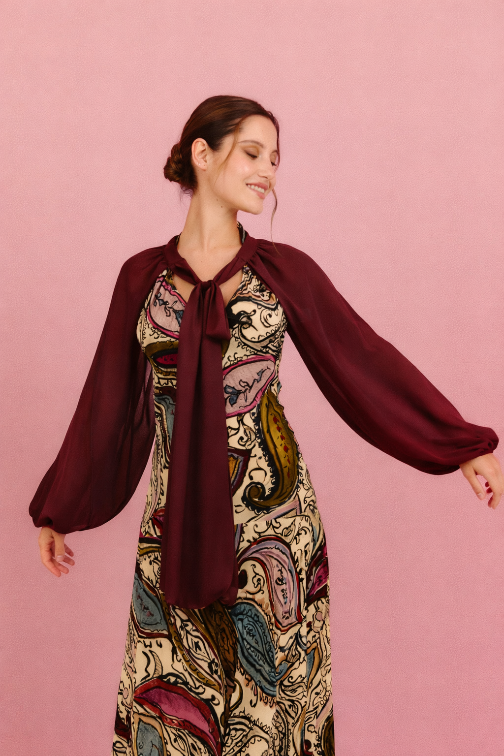 Mangas de crepe vino