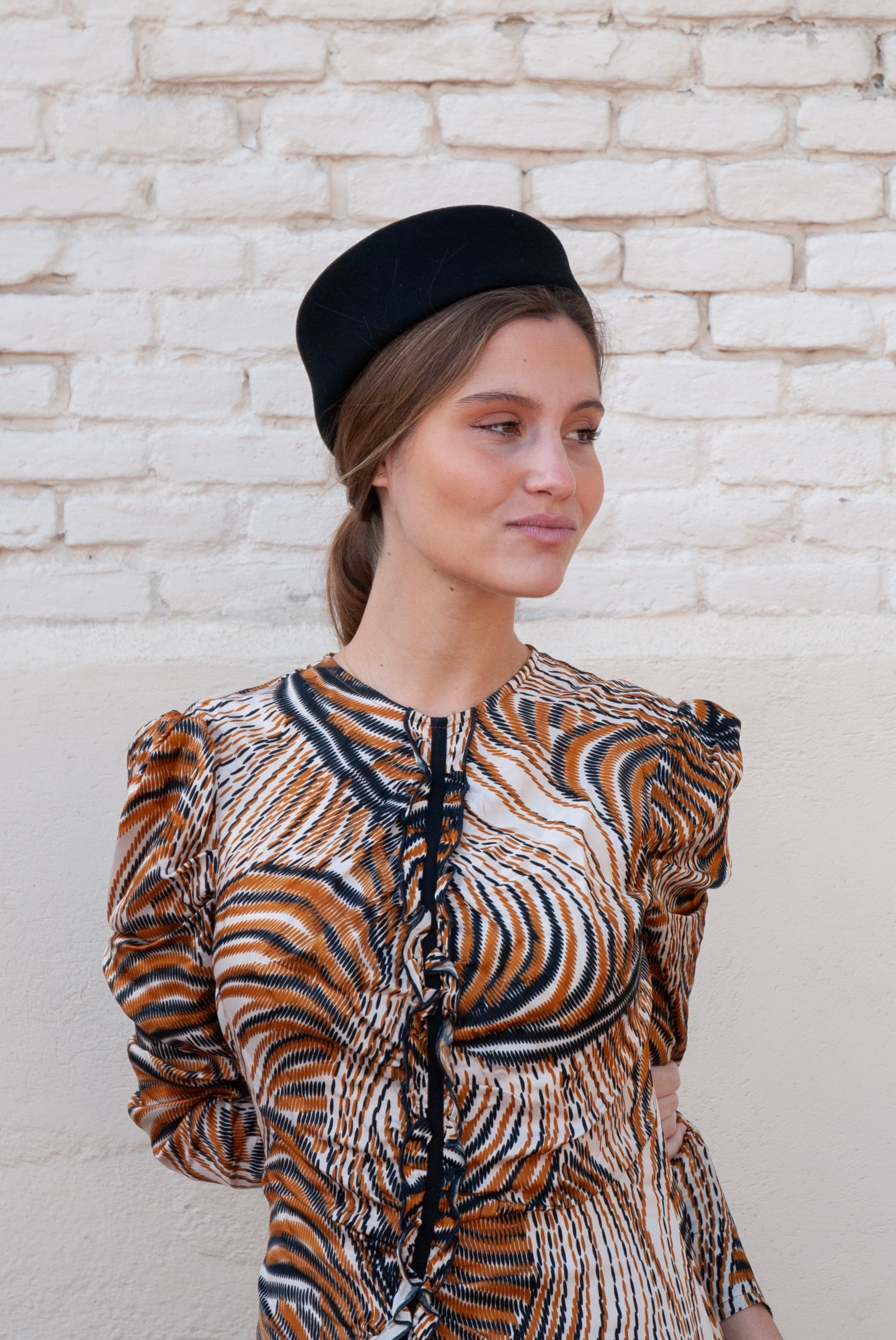 Jackie black pillbox hat