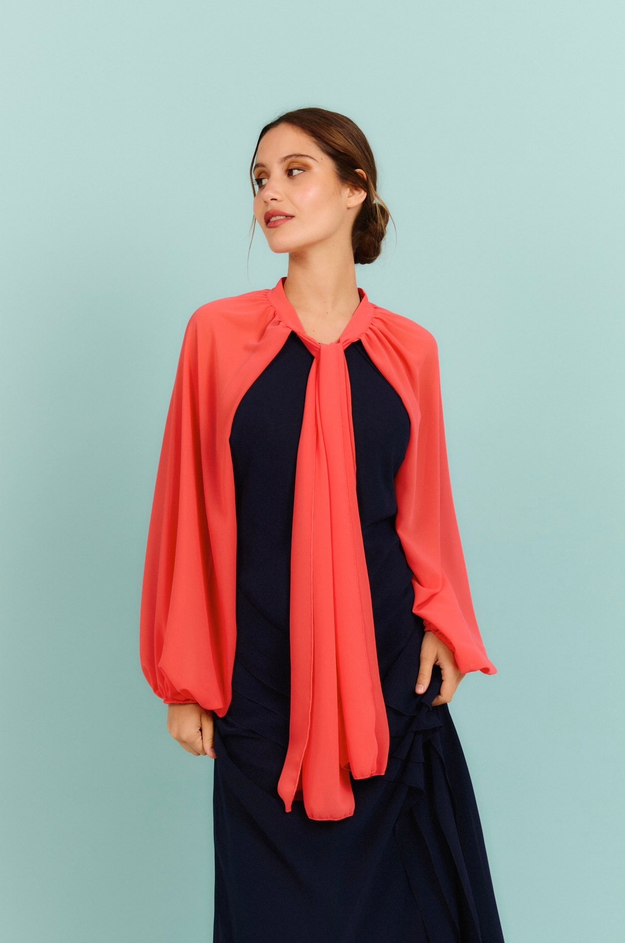 Mangas de crepe coral