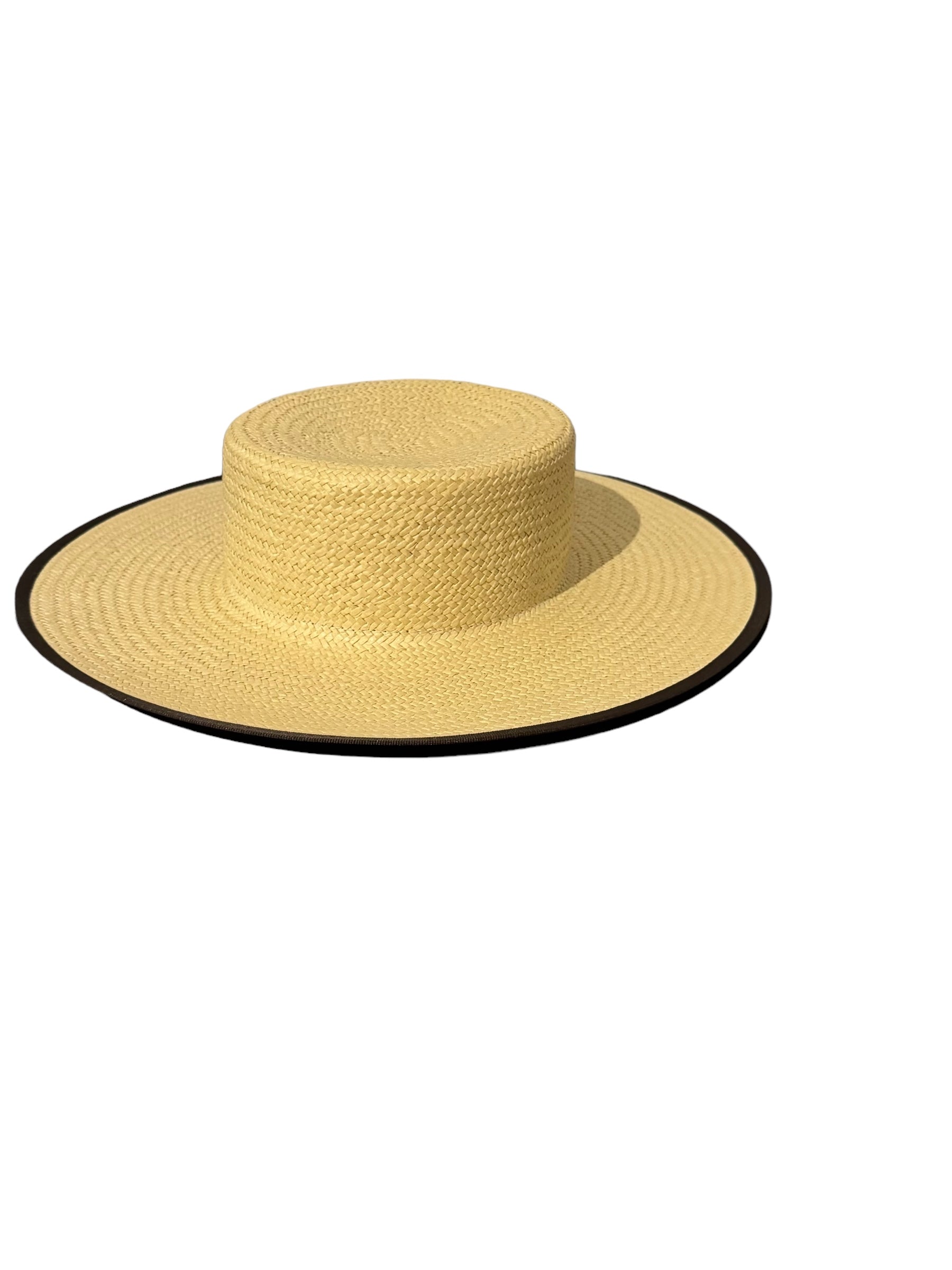 Canotier Amazona beige con borde chocolate