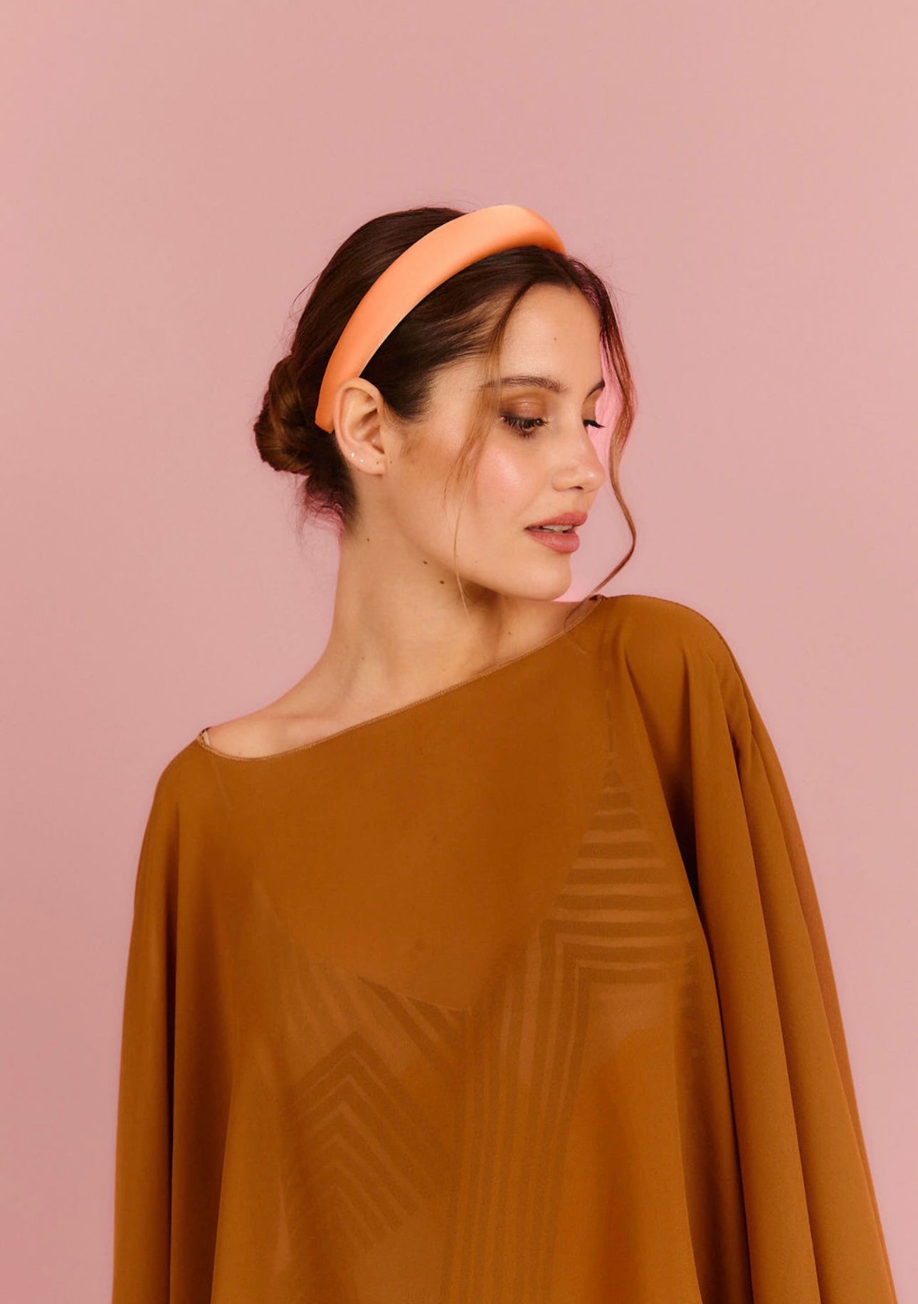 Diadema Río crepe naranja mandarina