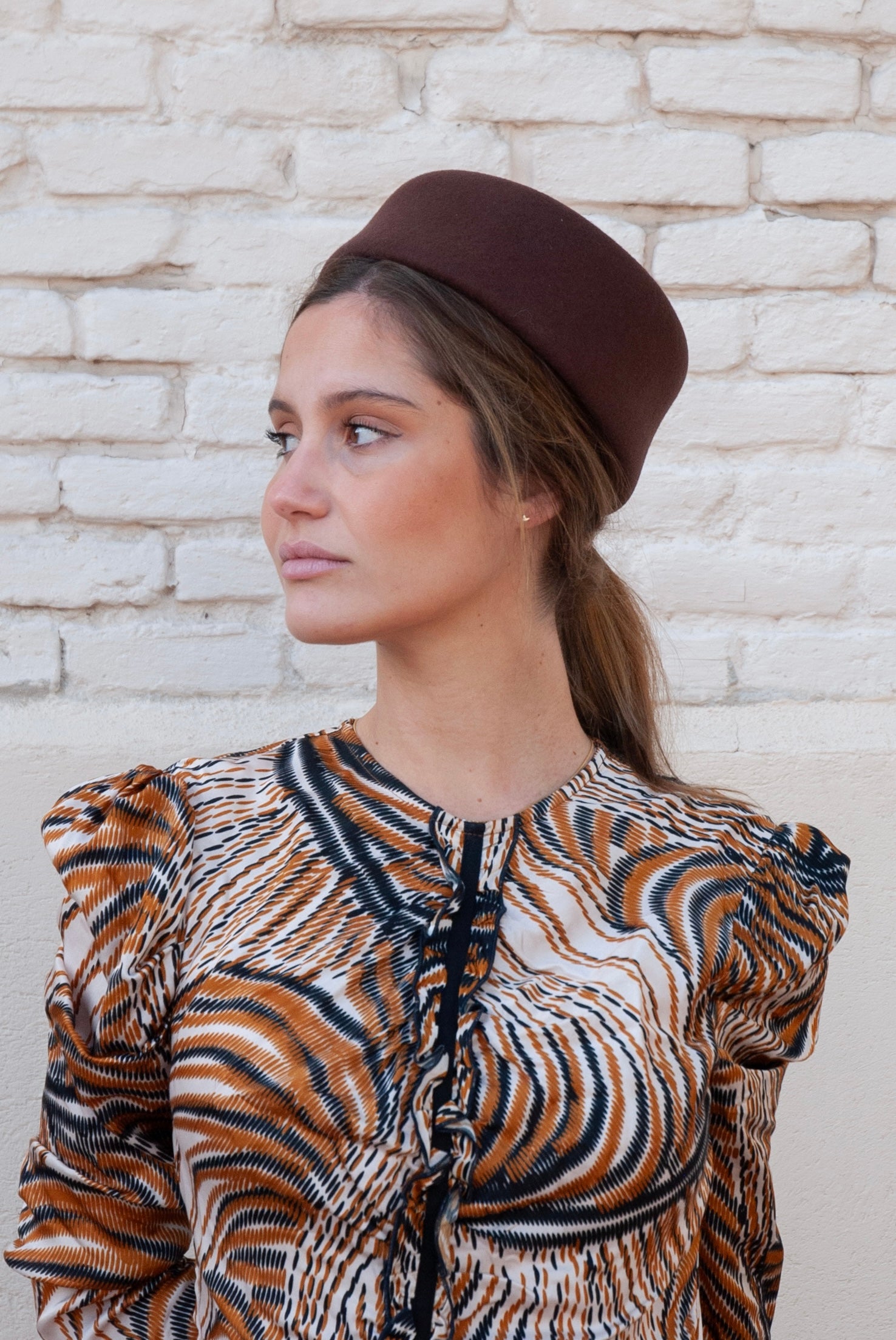 Jackie chocolate pillbox hat