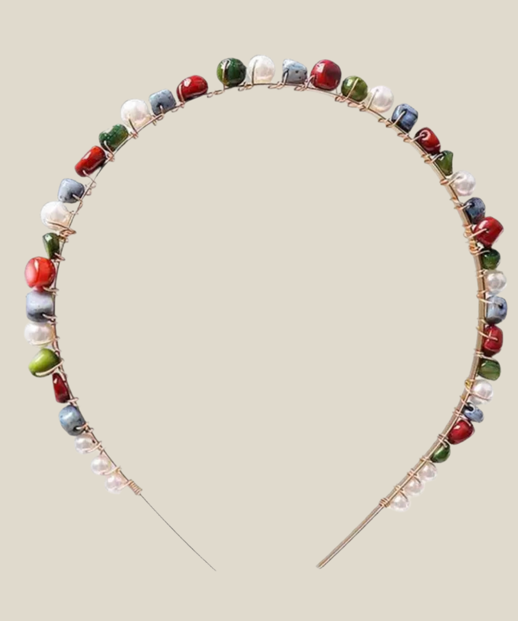 Diadema Piedrecitas y perlas