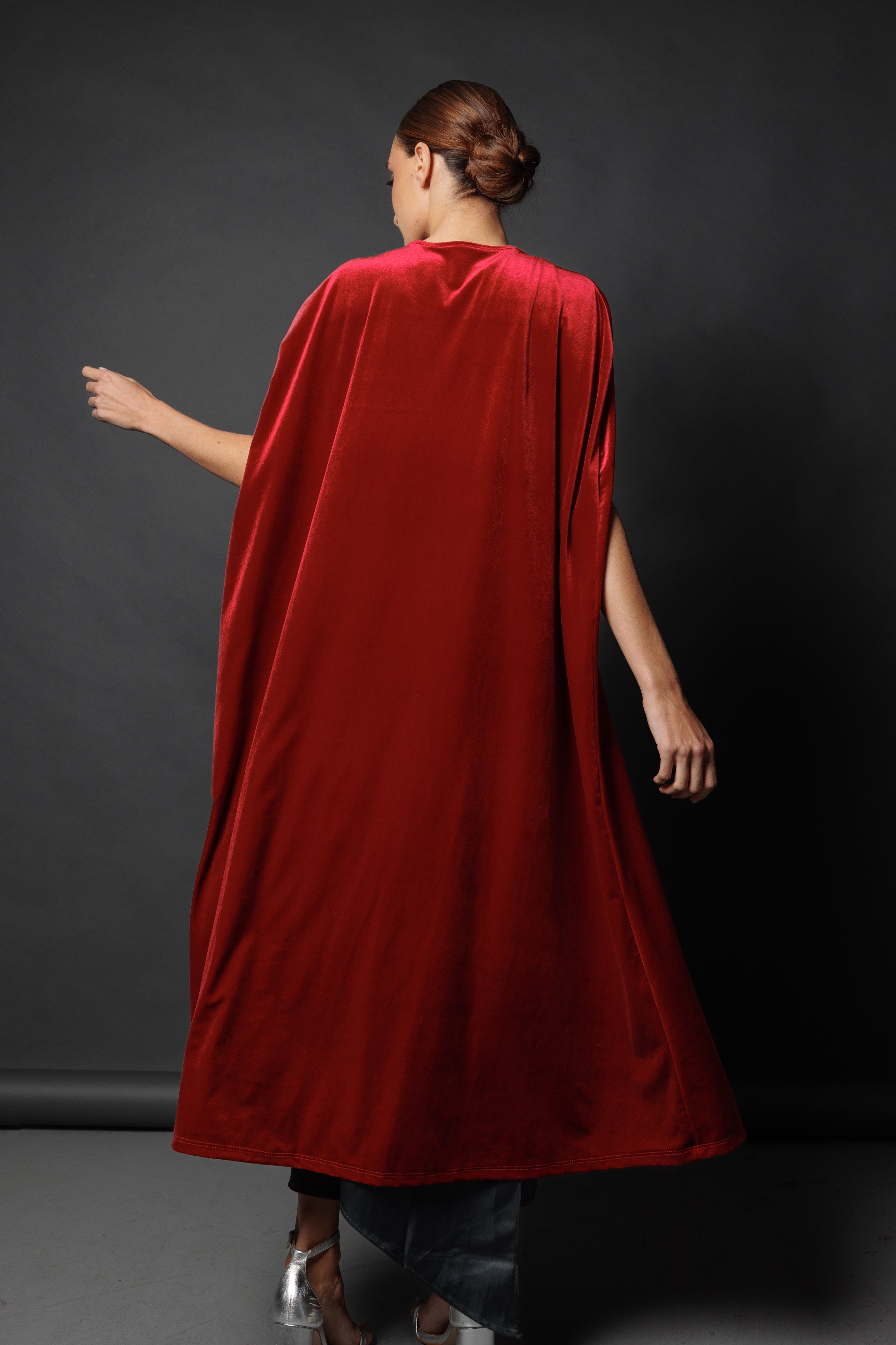 Capa de terciopelo Larga Granate