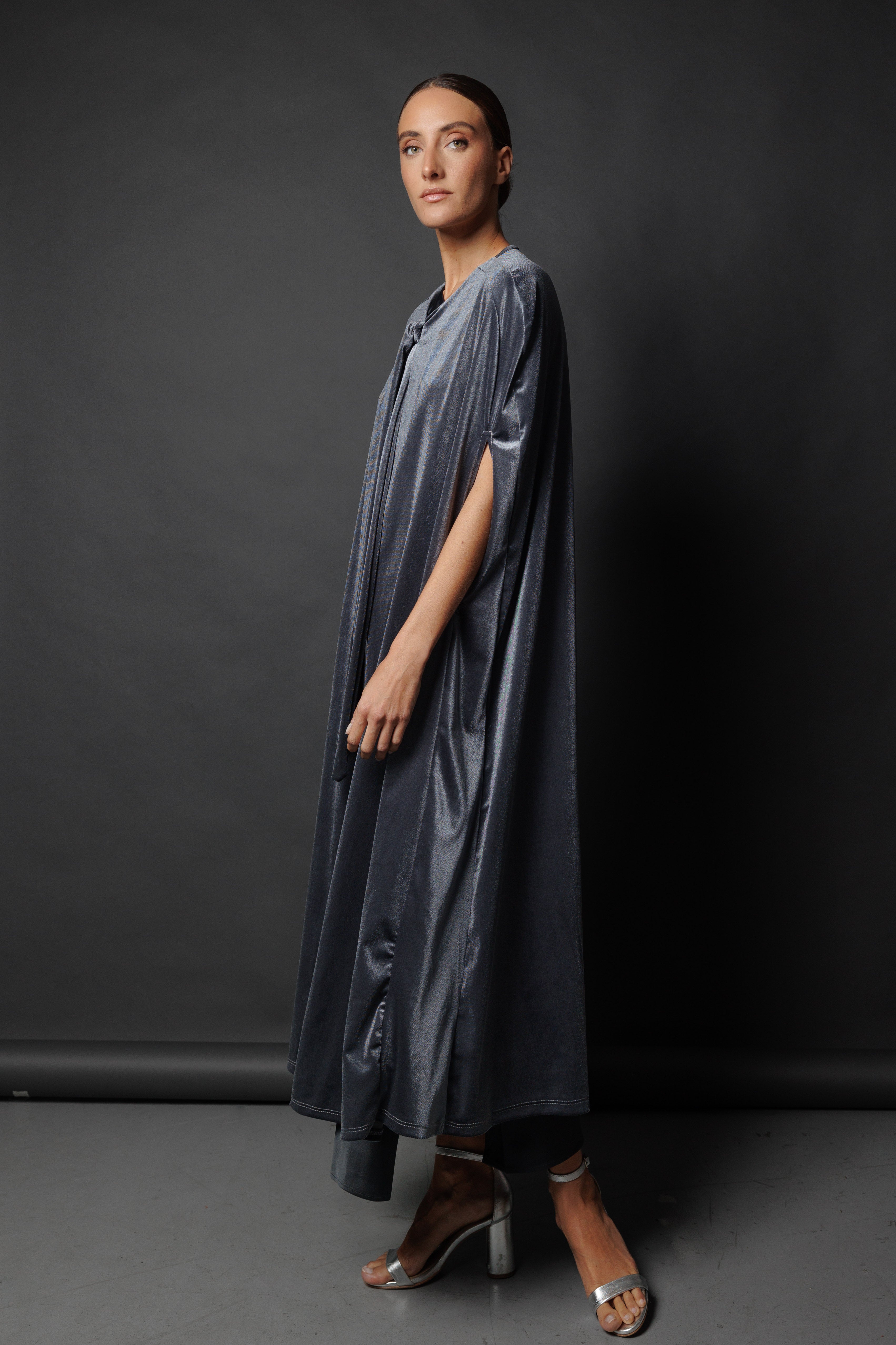 Long Grey Velvet Cape