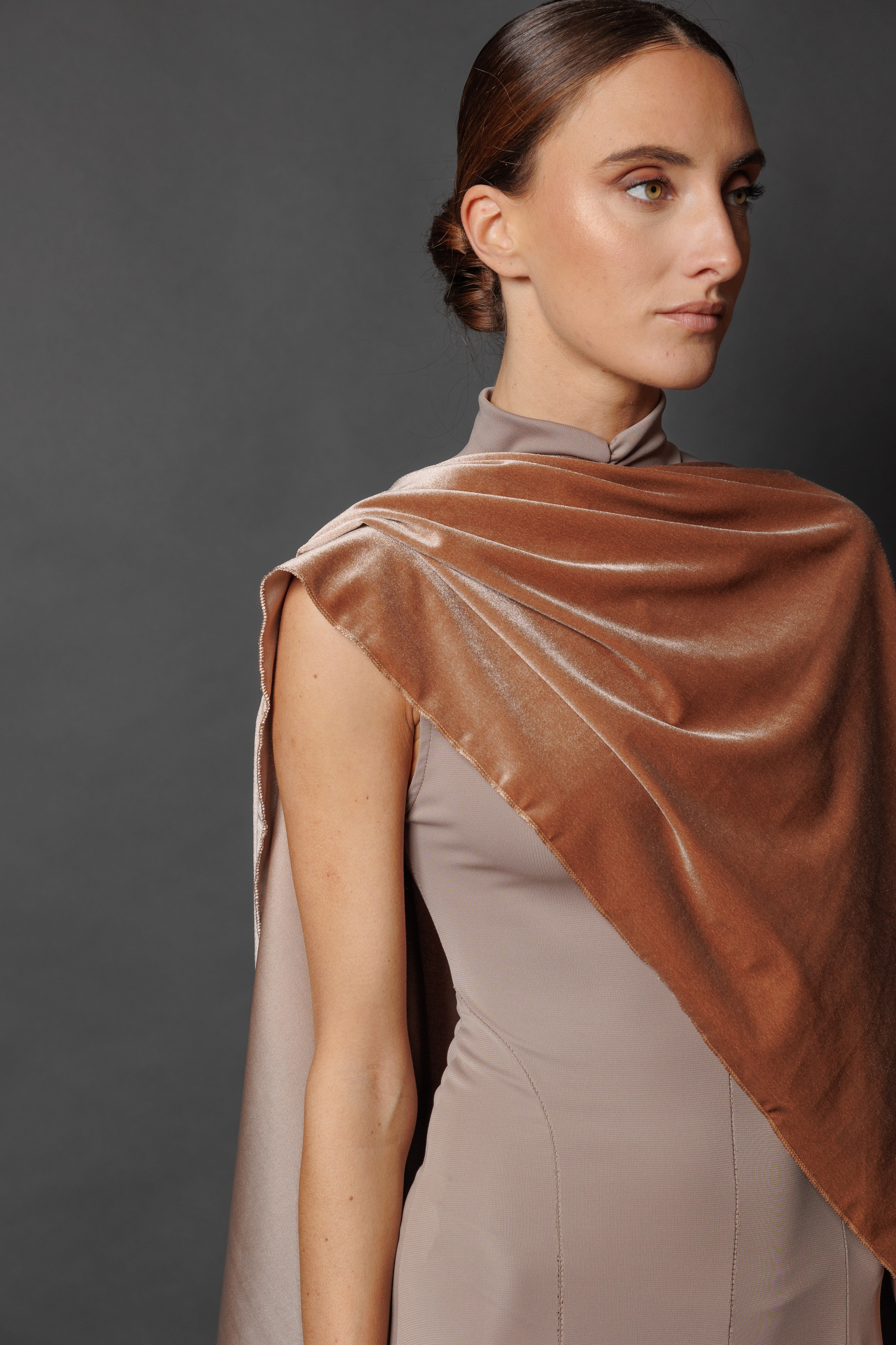 Brown velvet cape
