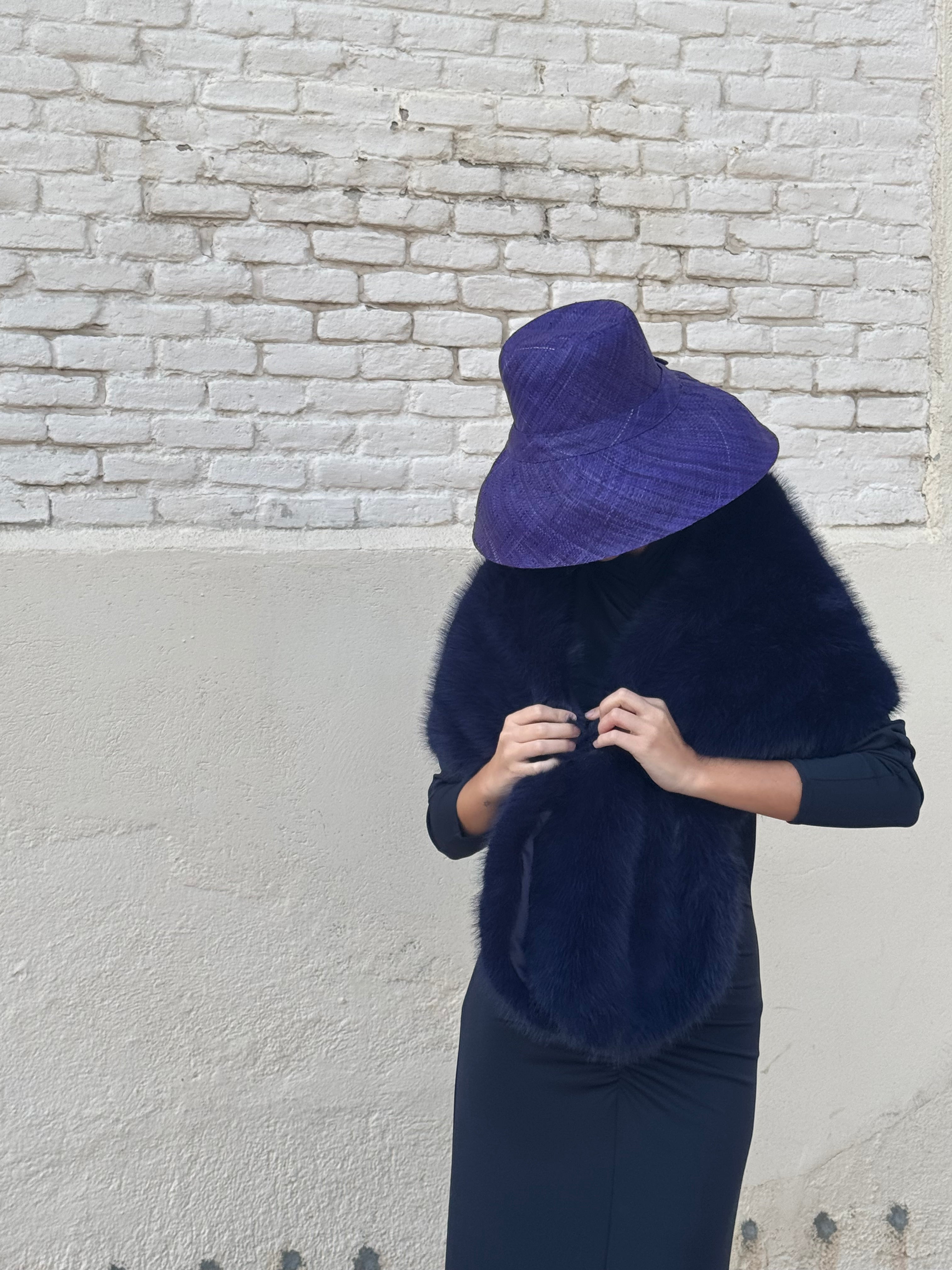 Estola de pelo Azul Marino