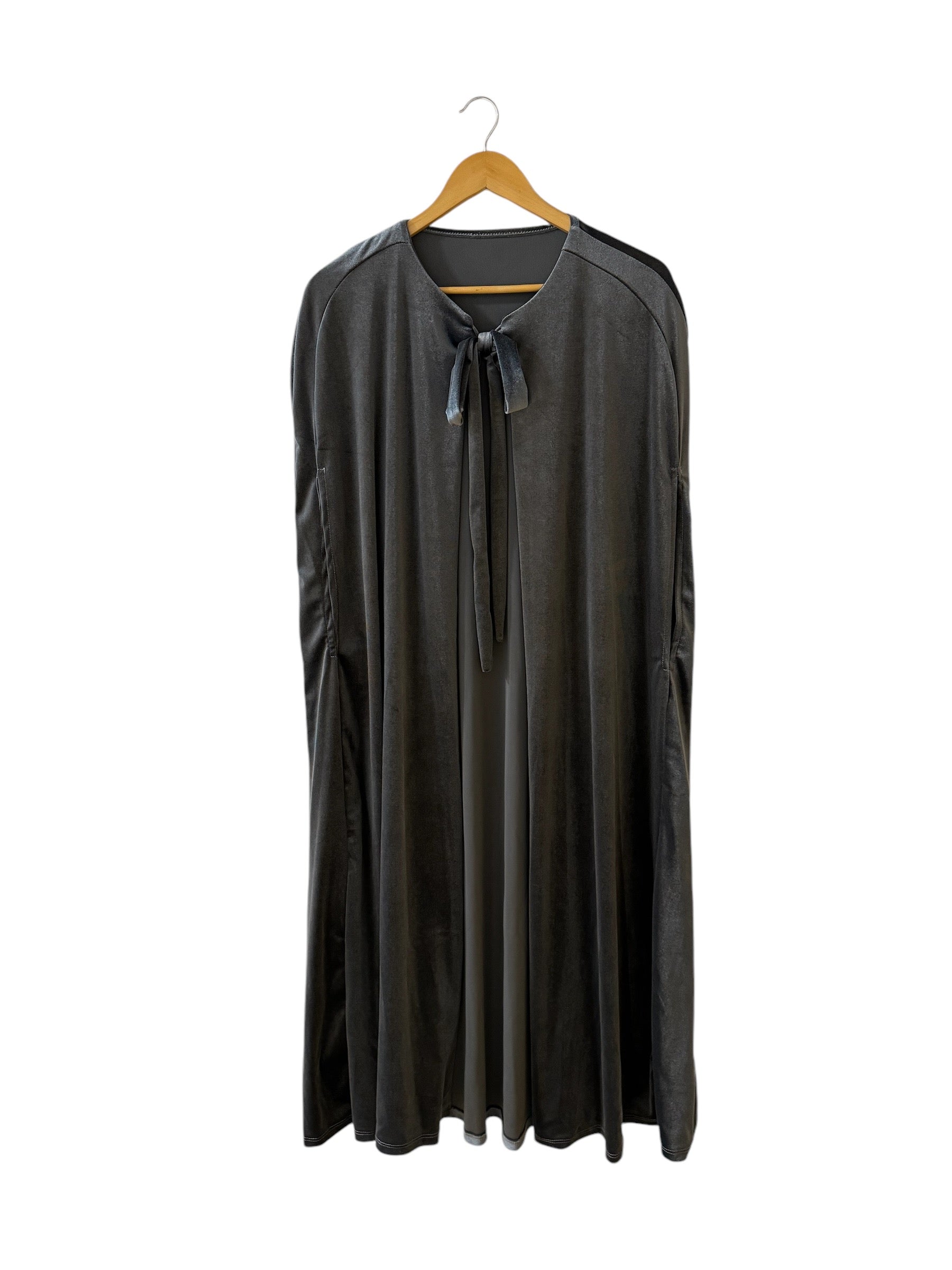 Long Grey Velvet Cape