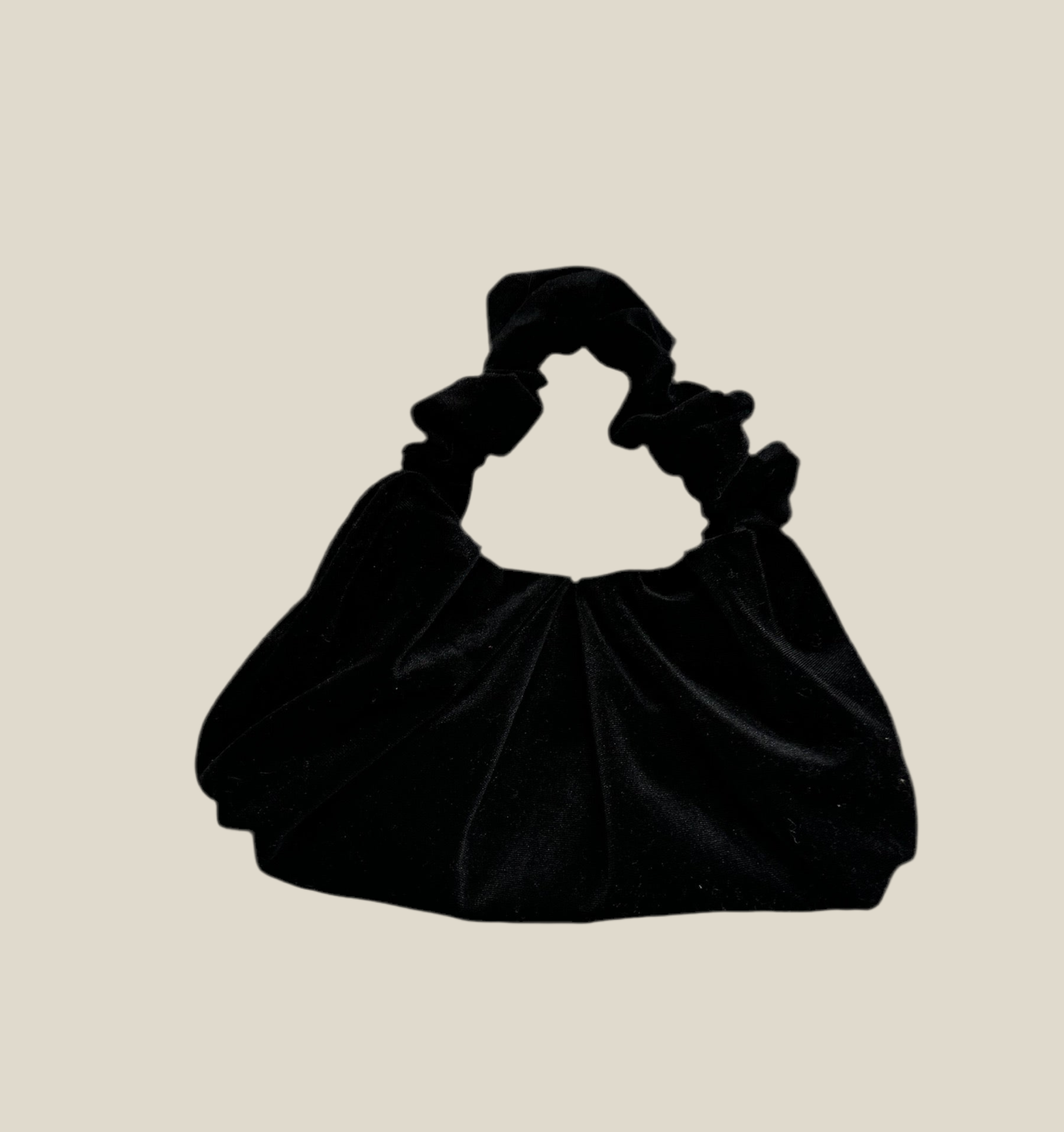 Black velvet pleated bag