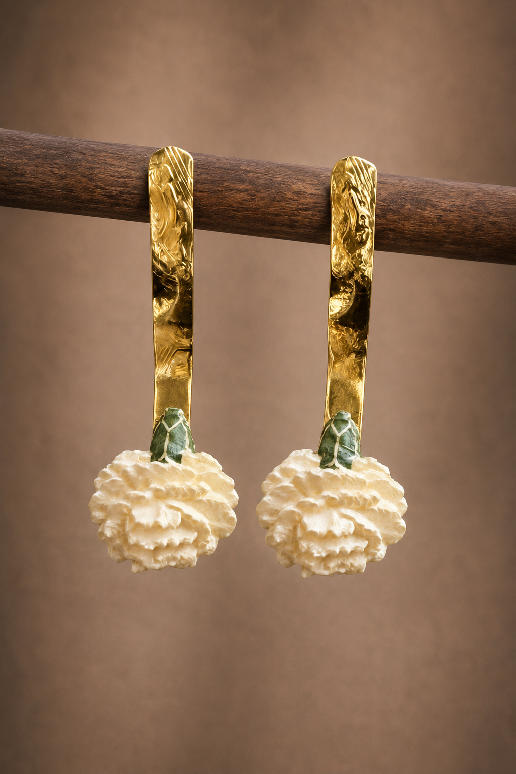 Pendientes Biznaga blancos
