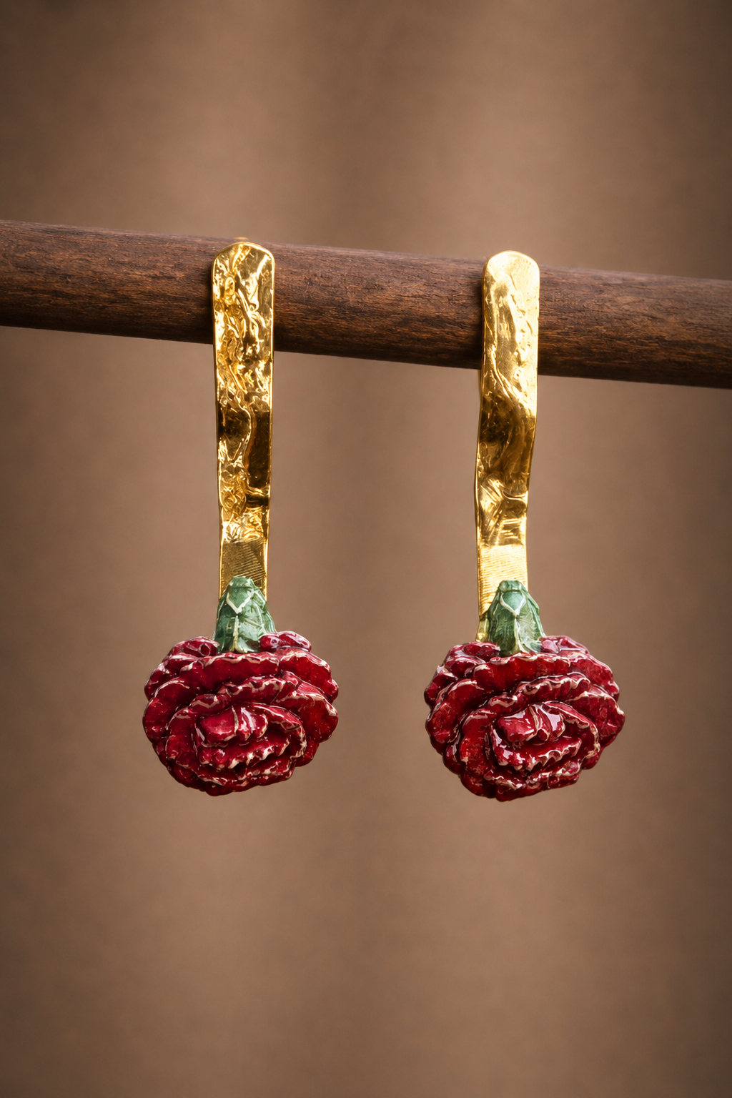 Pendientes Biznaga rojos