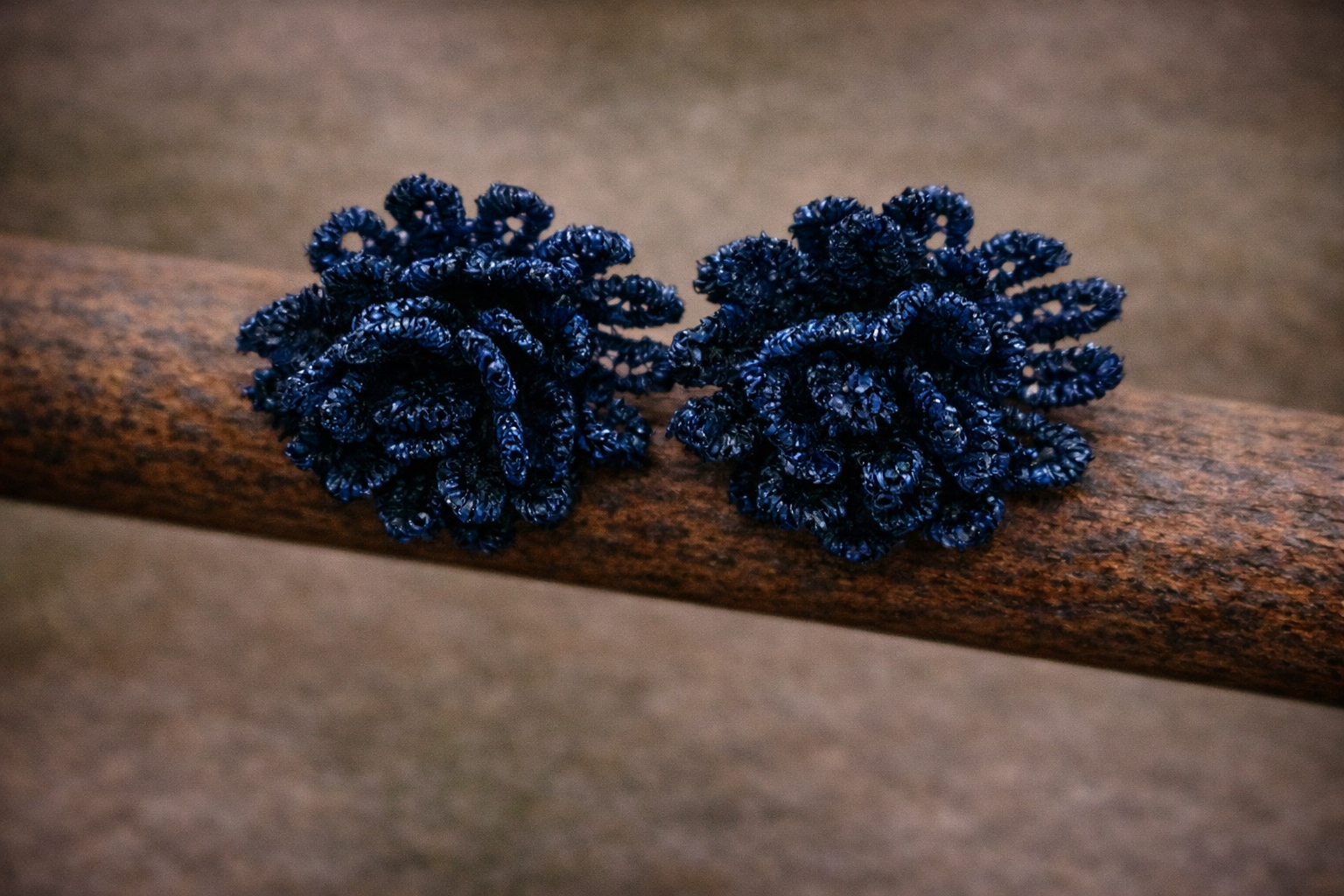 Pendientes Ganchillo azul