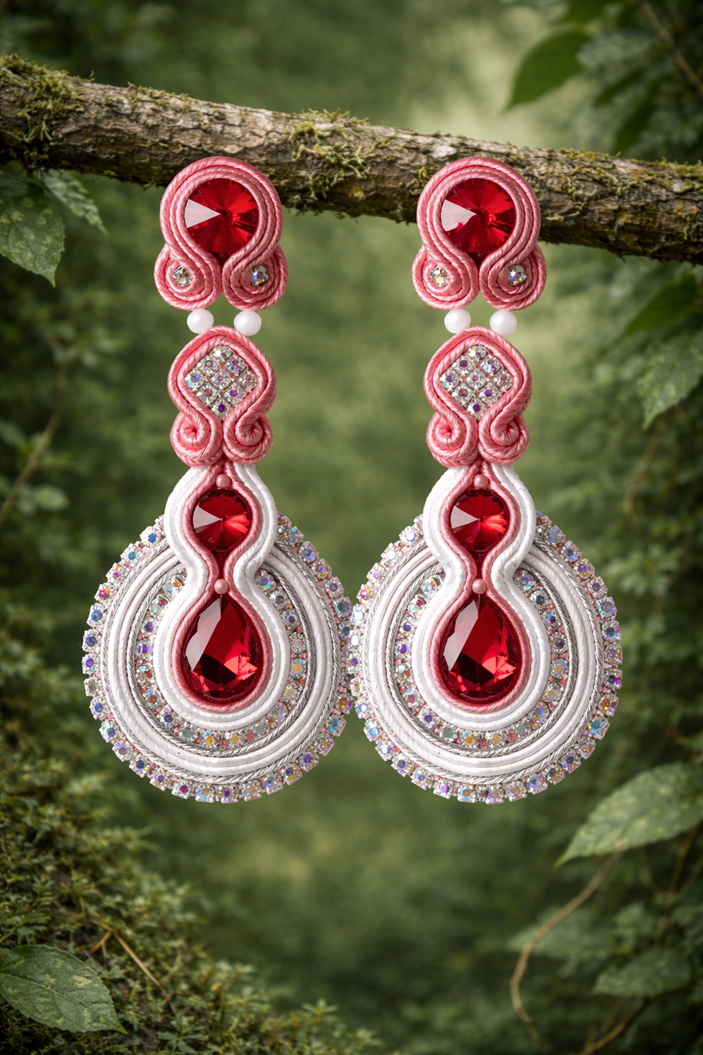Pendientes Alcázar blancos y rojos