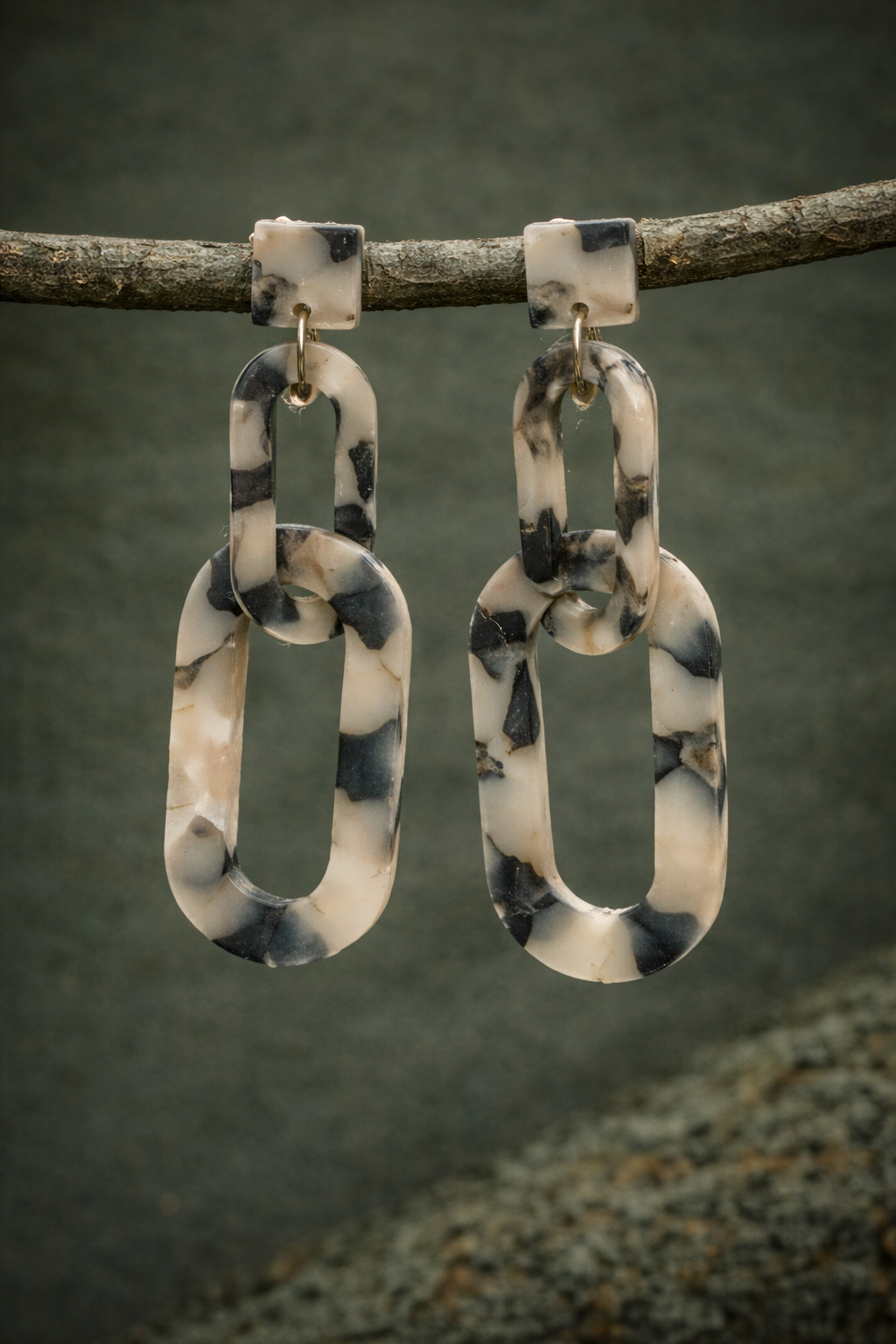 Pendientes Bambú blanco