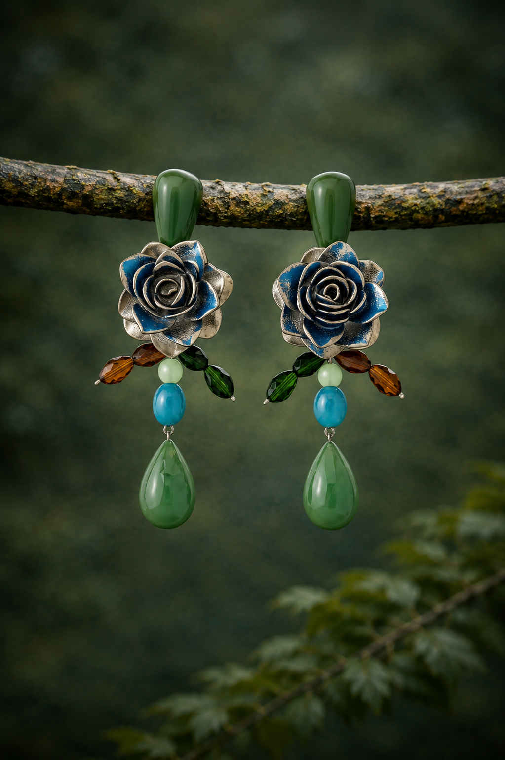Pendientes Roseale verde
