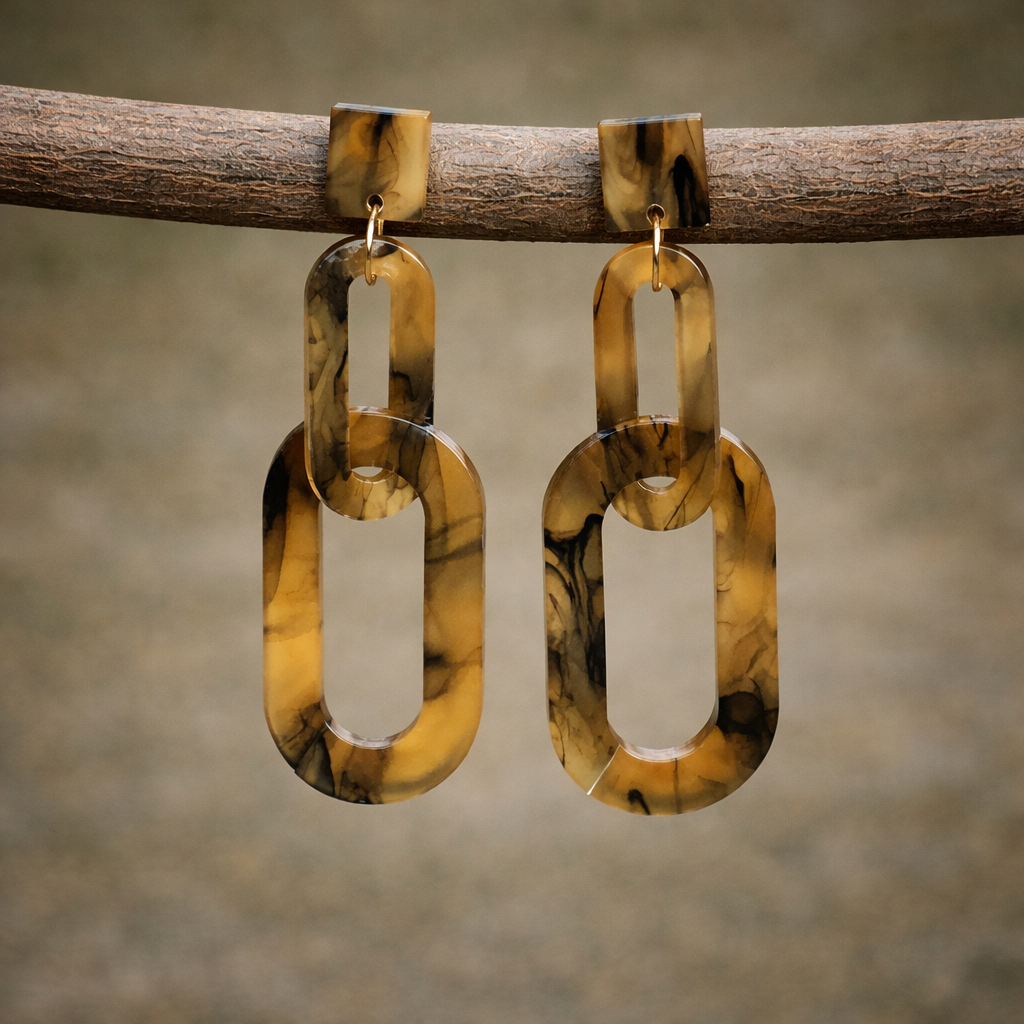 Mustard Bamboo Earrings