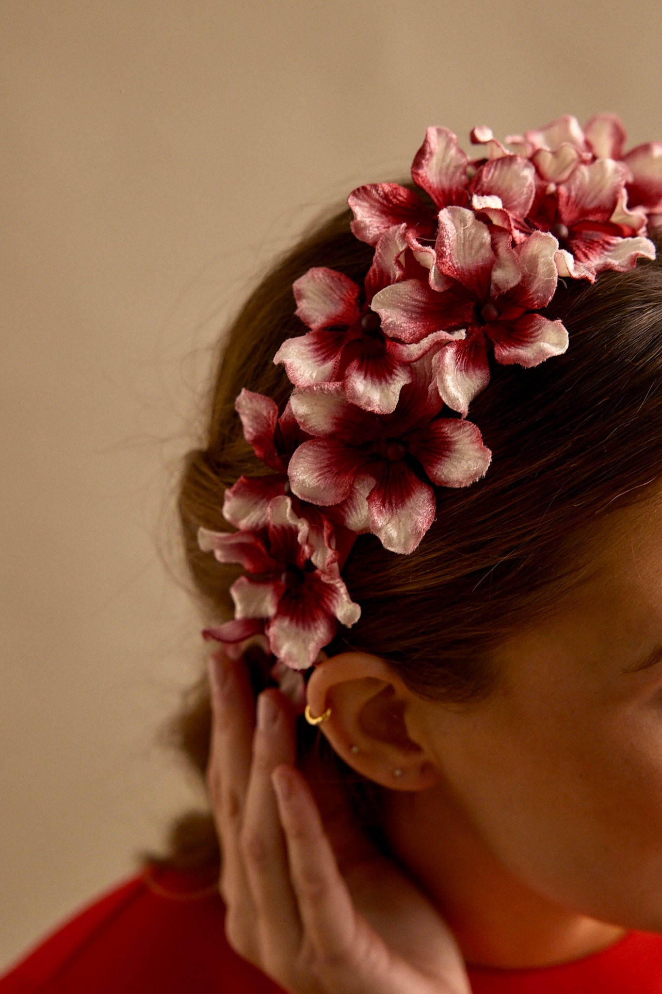 Diadema Margaza roja y blanca
