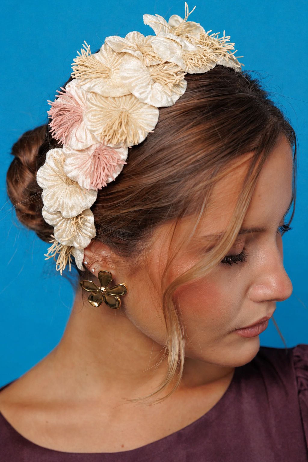 Diadema Dalia blanca y nude