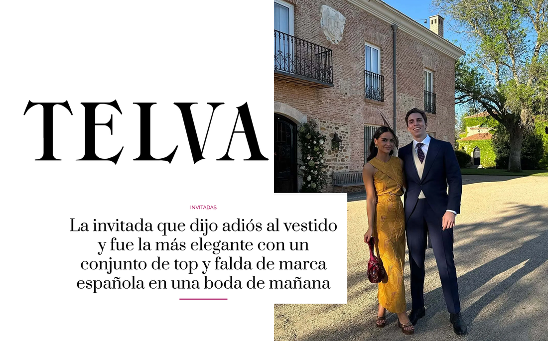 La invitada que dijo adiós al vestido y fue la más elegante con un conjunto de top y falda de marca española en una boda de mañana
