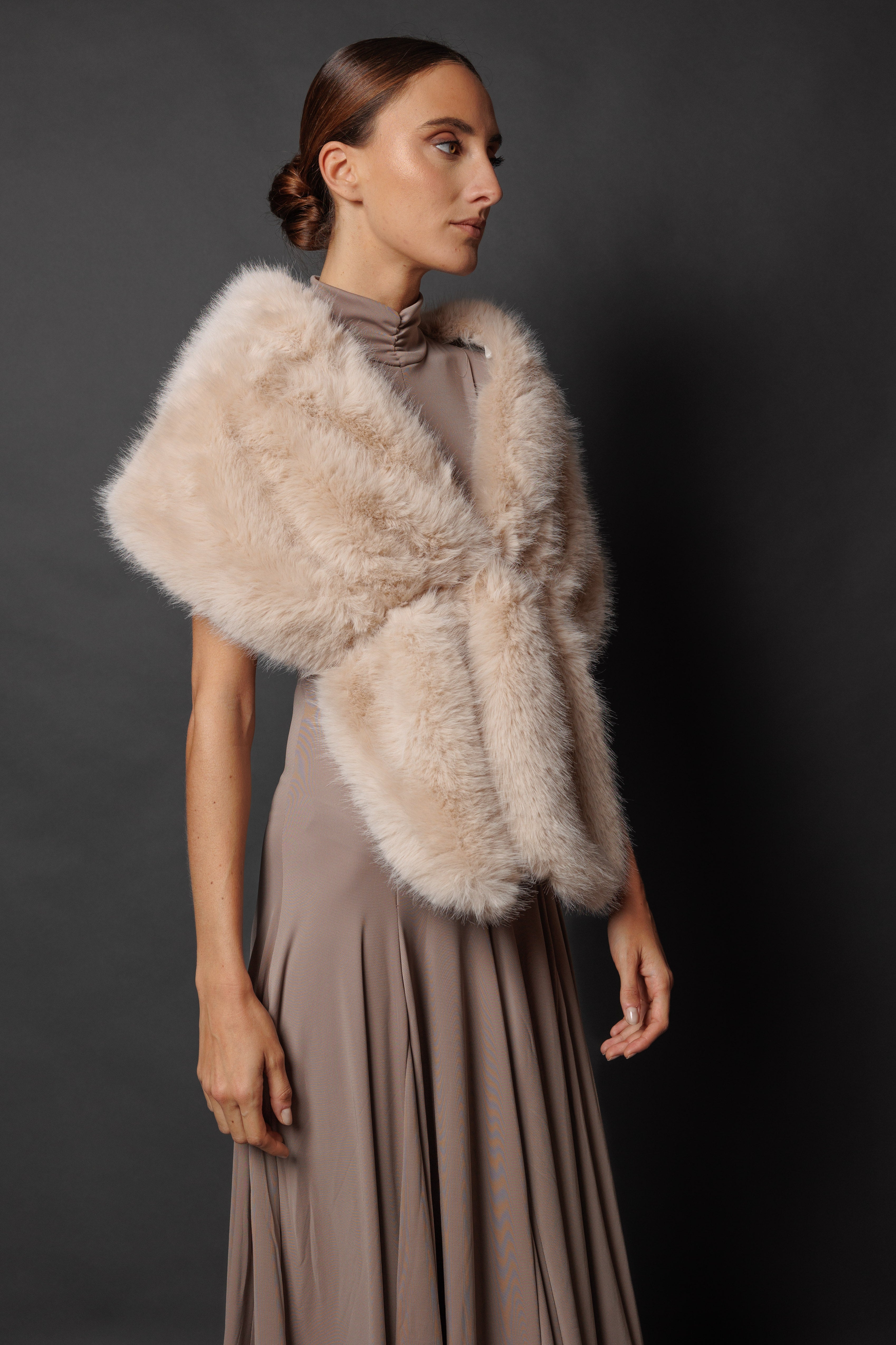 Estola de pelo Beige