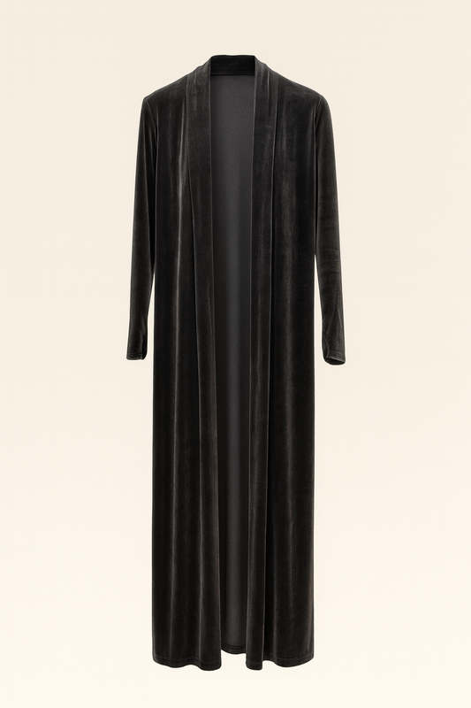 Abrigo liso de terciopelo gris