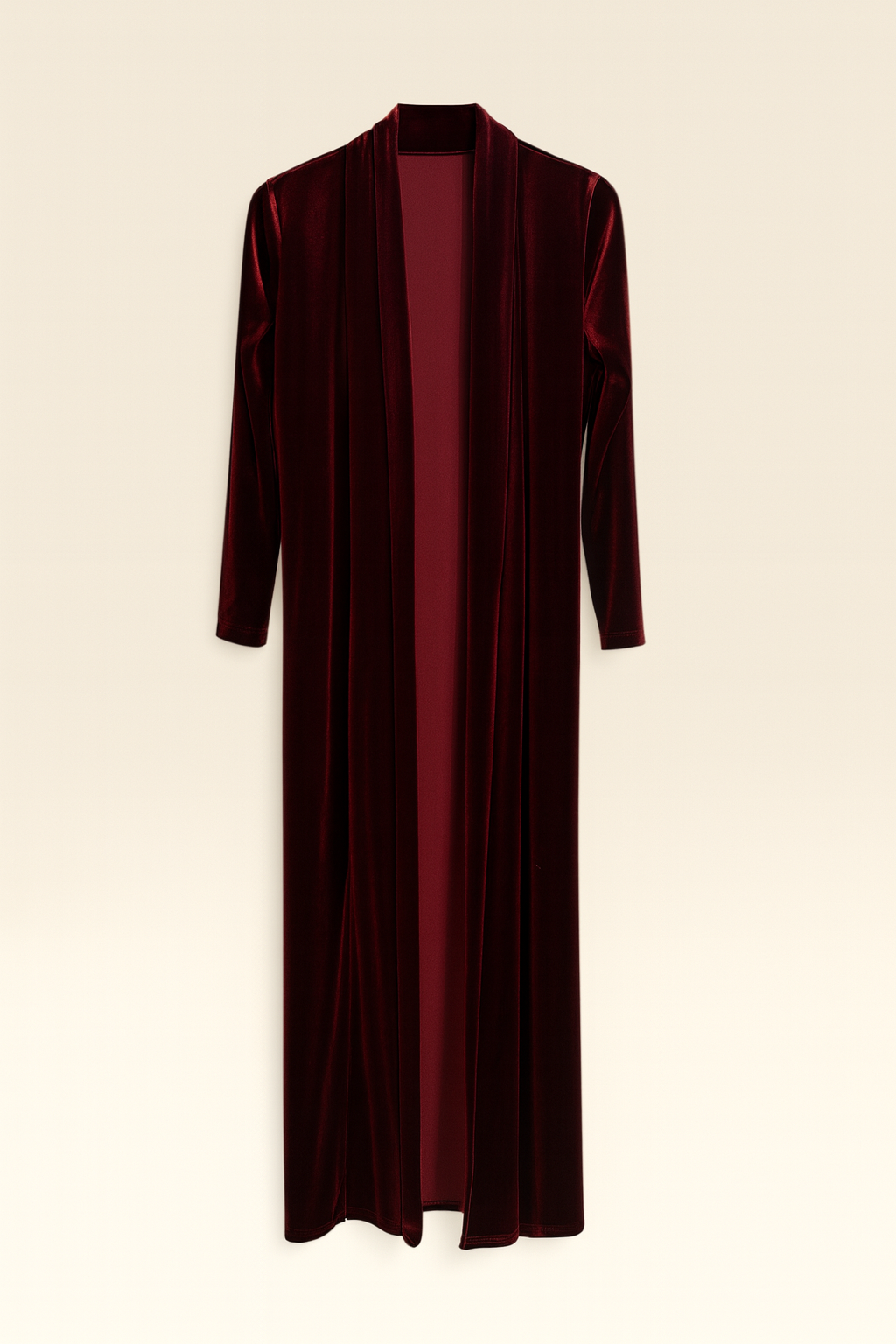 Abrigo liso de terciopelo Vino