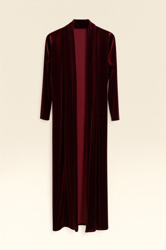 Abrigo liso de terciopelo Vino