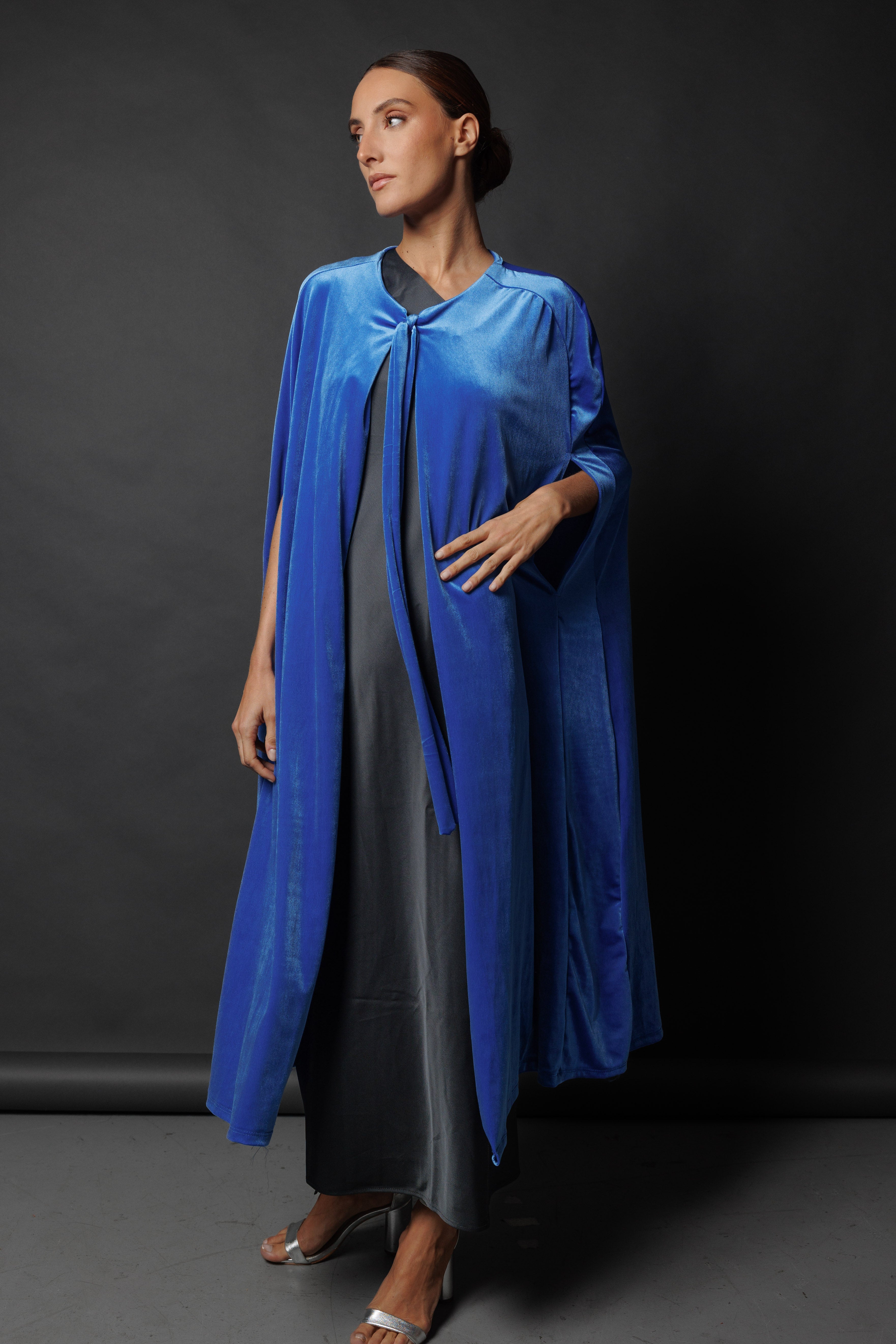 Capa de terciopelo Larga Azul Klein