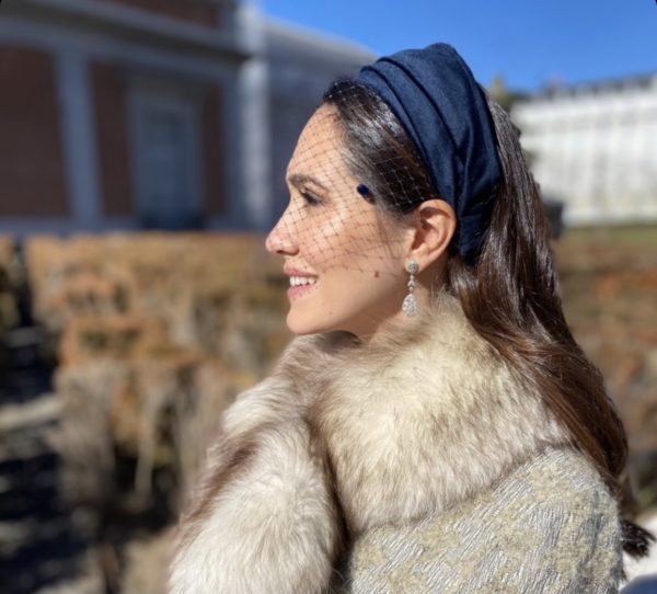 Navy velvet duchess headband