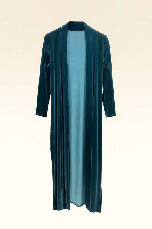 Abrigo liso de terciopelo aguamarina