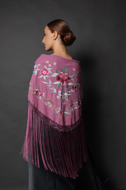 Bougainvillea Embroidered Shawl 