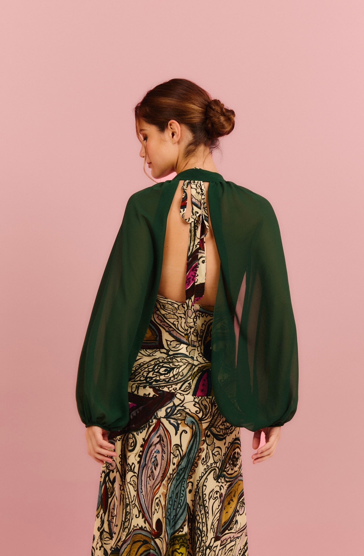 Mangas de crepe Verde Musgo