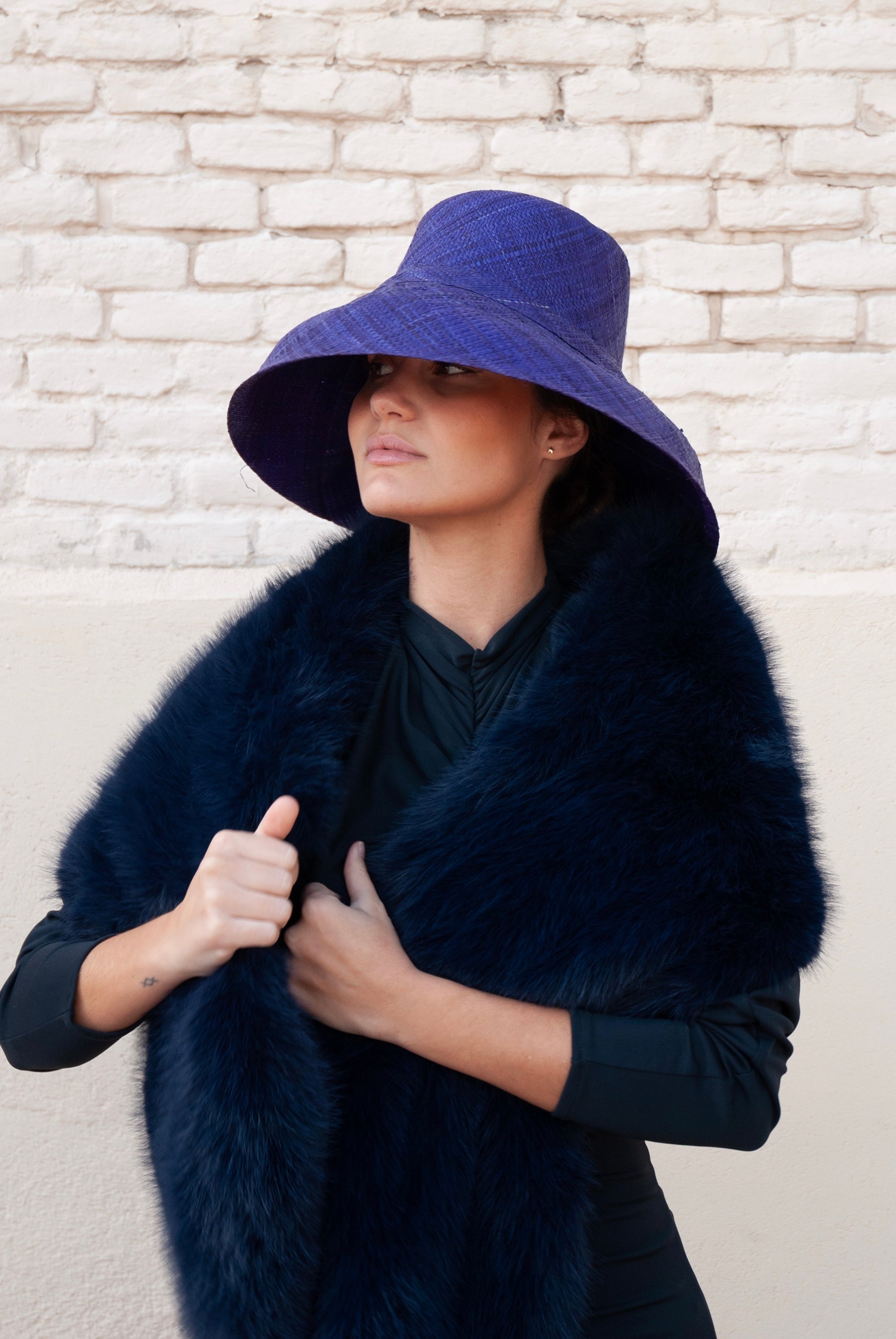 Estola de pelo Azul Marino