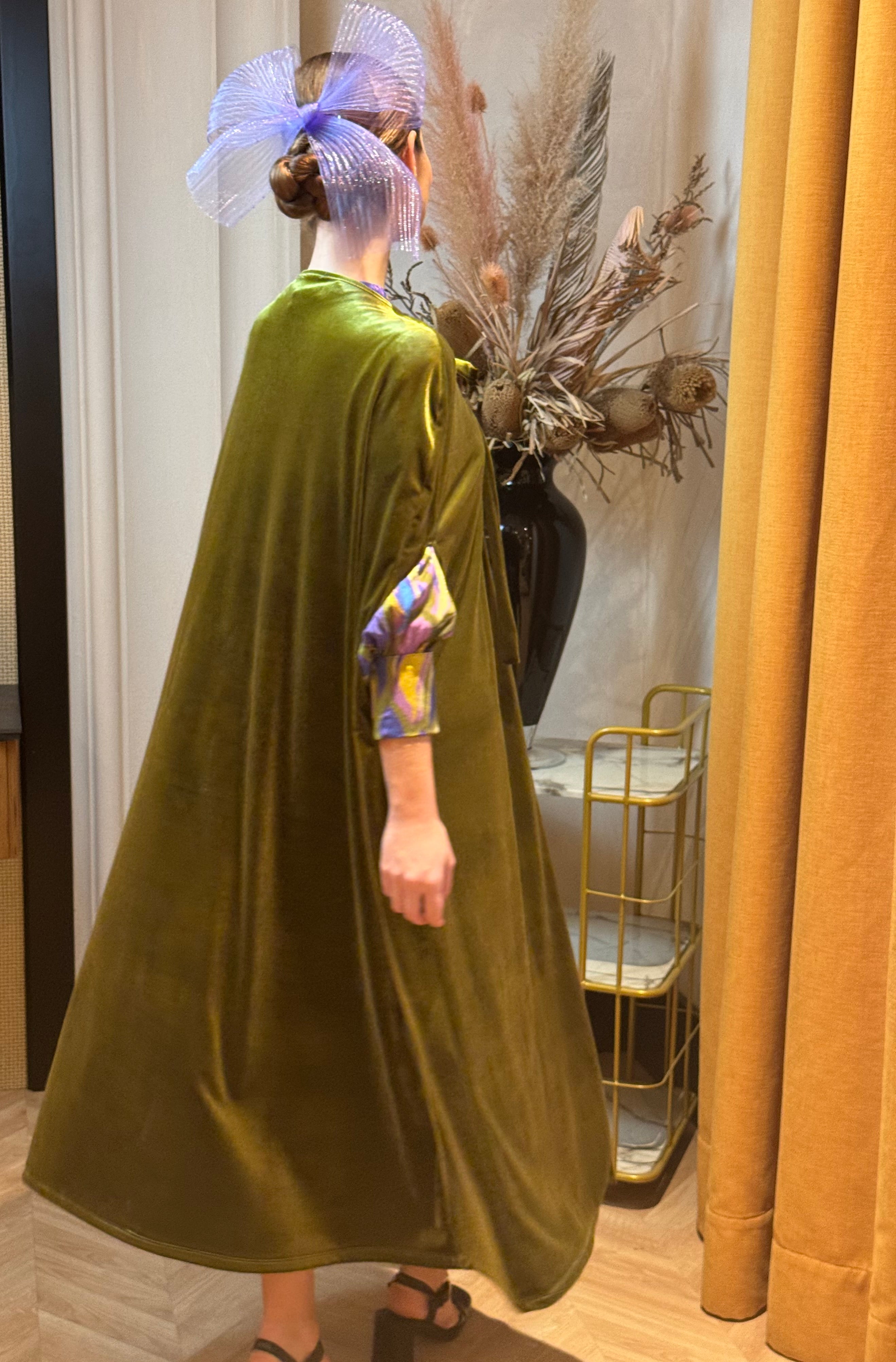 Capa de terciopelo Larga Verde Oliva