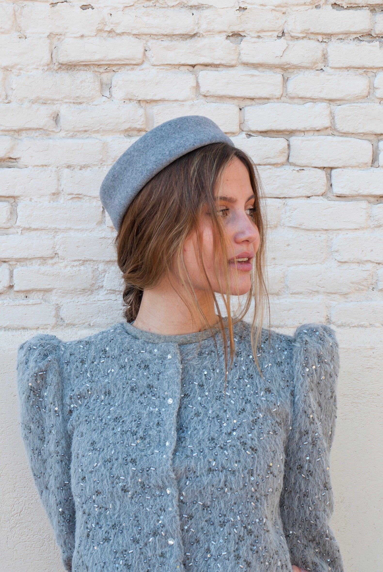 Tocado Casquete Jackie mini gris